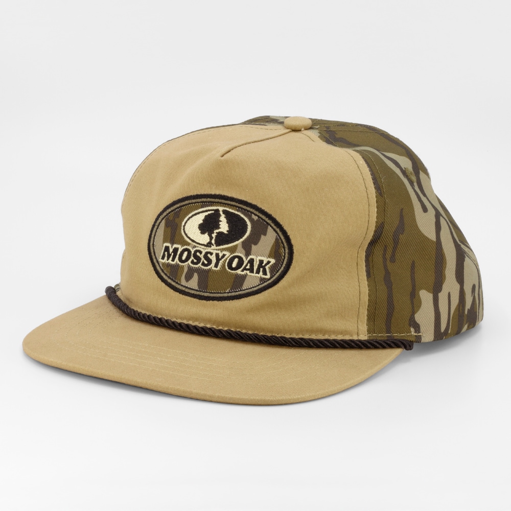 Gorra de béisbol de algodón color khaki/Mossy Oak Bottomland para hombres de Mossy Oak, modelo MOK-1088-GF.