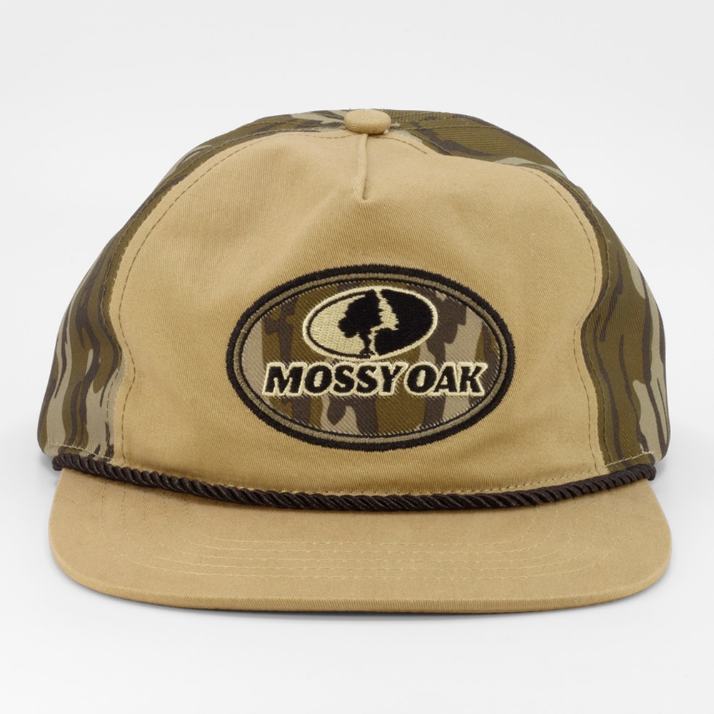 Gorra de béisbol de algodón color khaki/Mossy Oak Bottomland para hombres de Mossy Oak, modelo MOK-1088-GF.