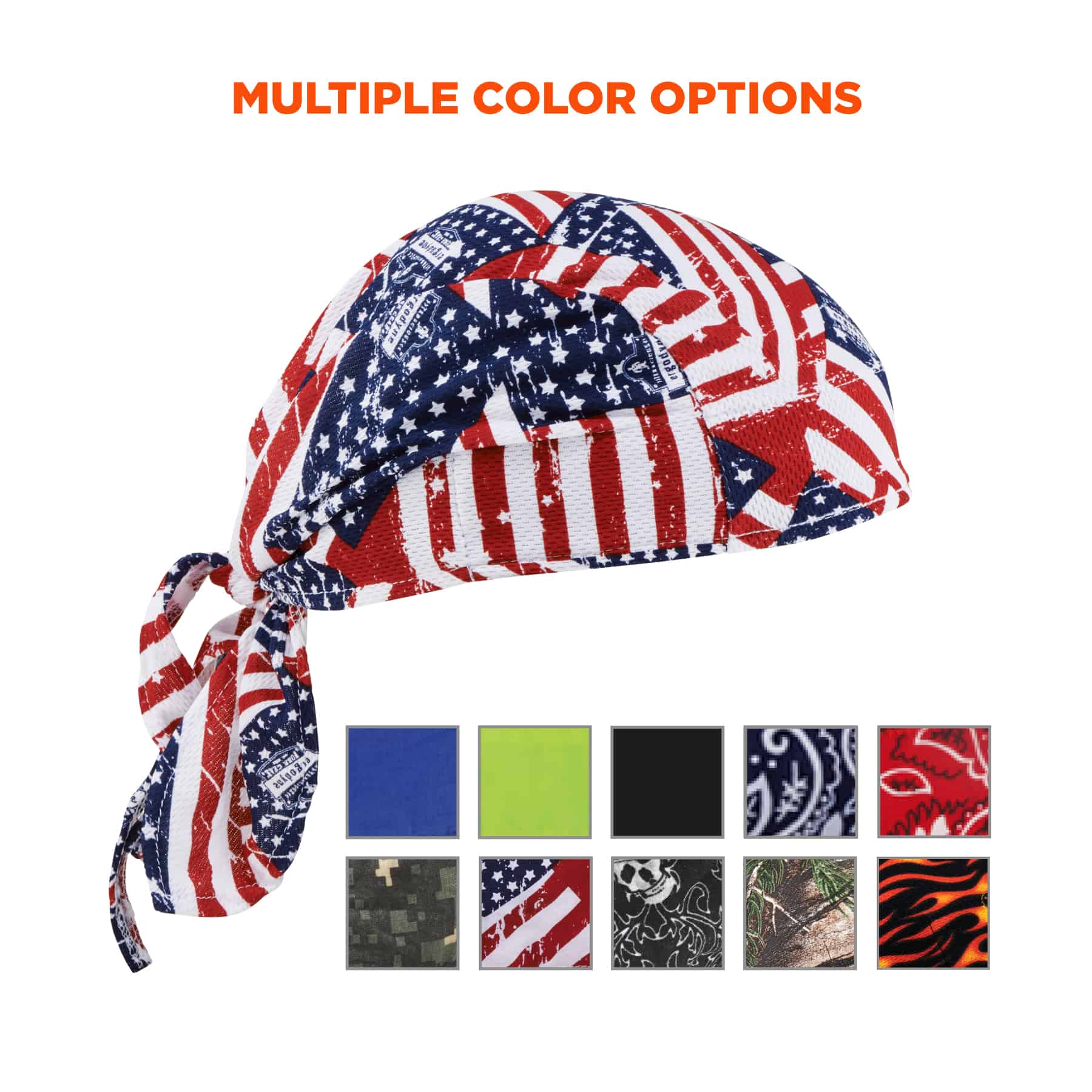 Gorra de enfriamiento sintético Chill-Its para adulto unisex con estampado de Estrellas y Rayas
