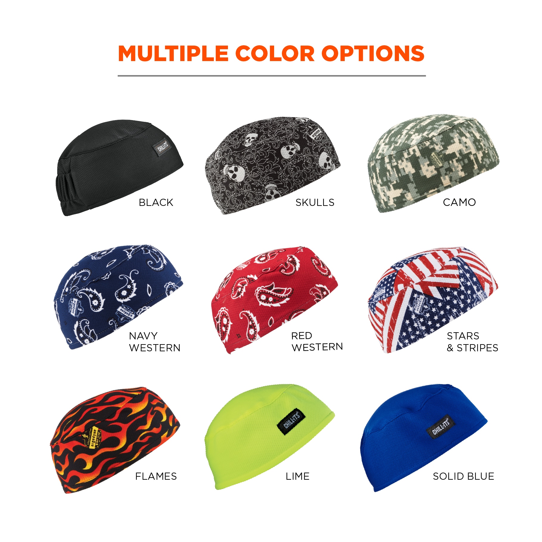 Gorra de enfriamiento sintético unisex para adultos con diseño de llamas Chill-Its 12514
