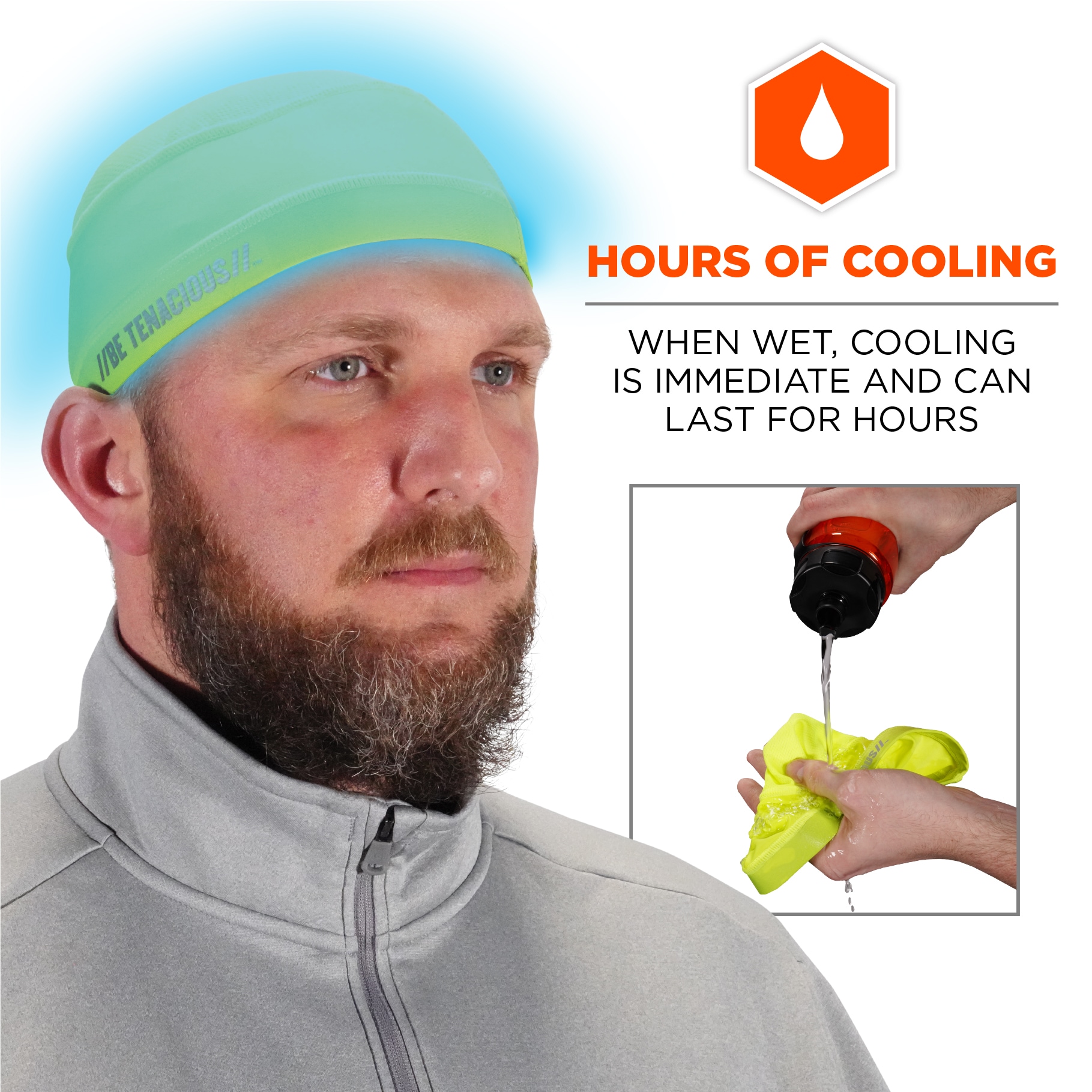 Gorra refrigerante sintética unisex para adultos en color lima Ergodyne 12687