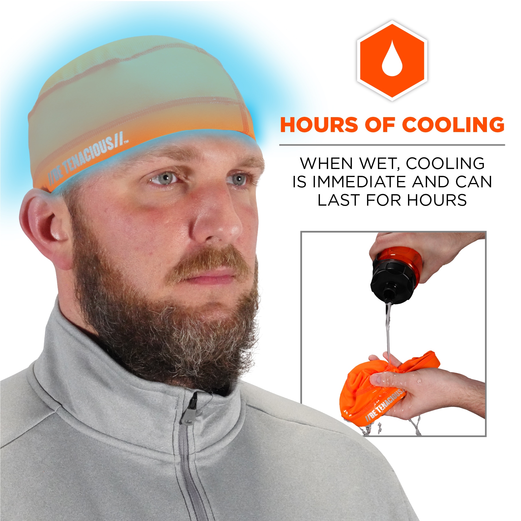 Gorra de enfriamiento sintética naranja unisex para adulto Ergodyne 12688