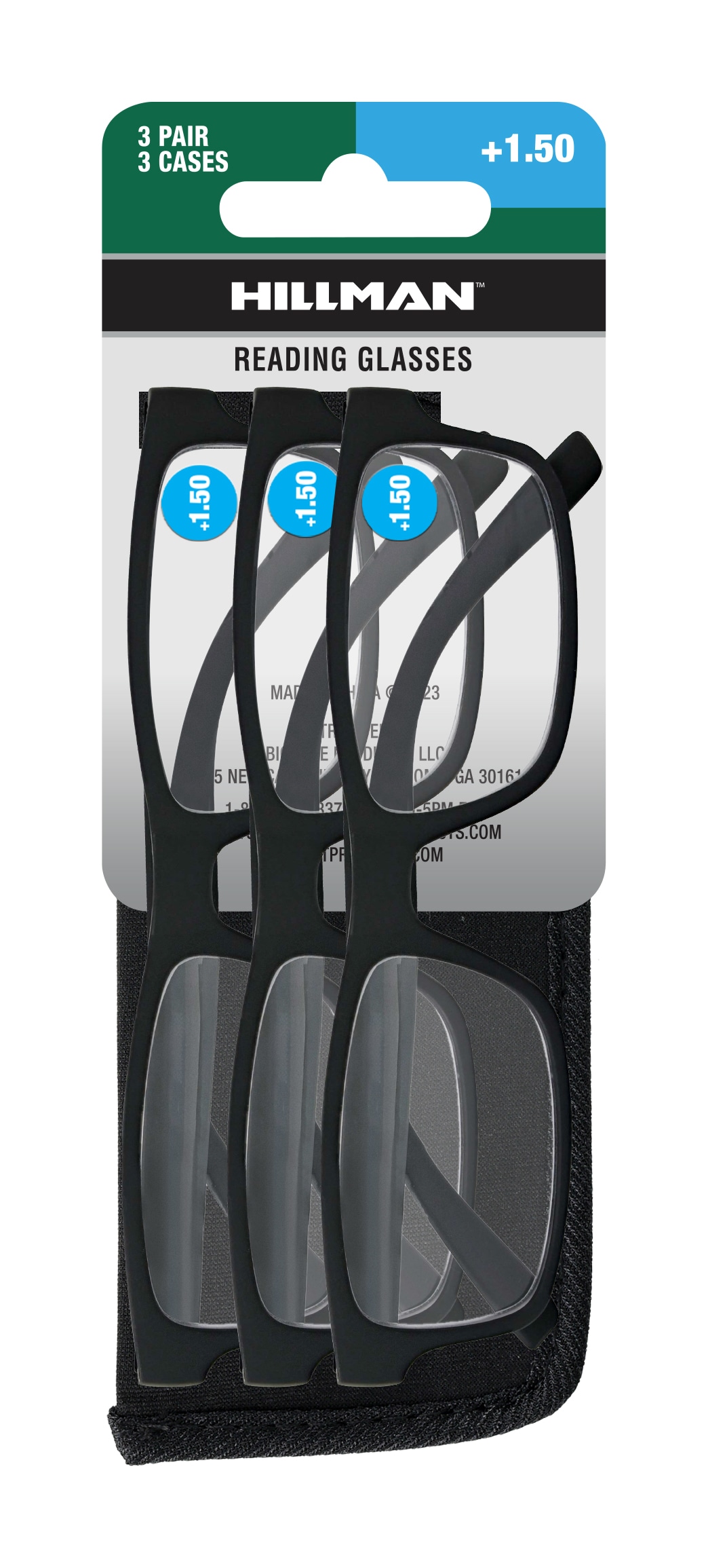 Lentes para leer negros de plástico para adultos unisex Hillman 1HE85748