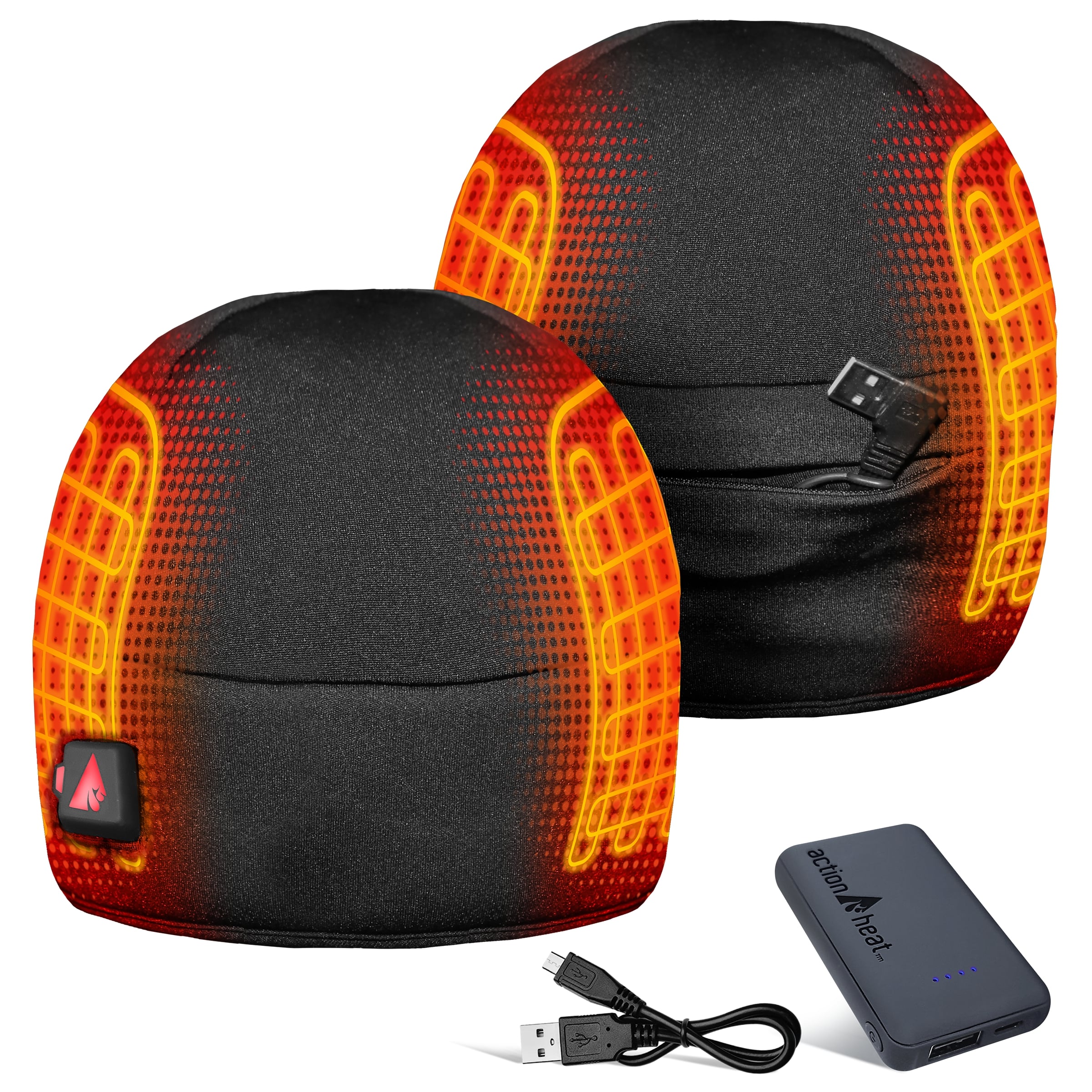 Gorro calefactable de poliéster negro para adultos unisex tamaño grande/extra grande de ActionHeat