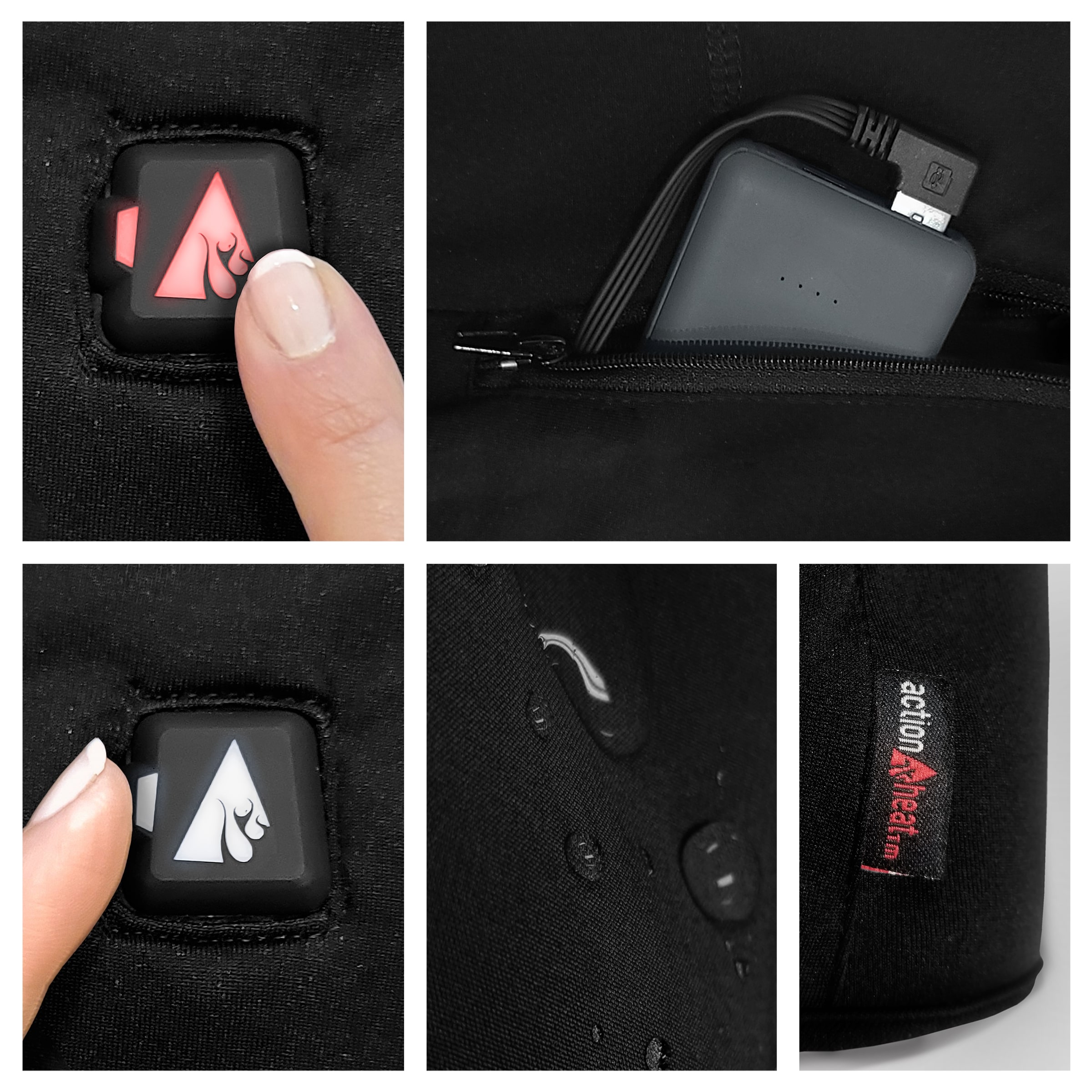 Gorro calefactable de poliéster negro para adultos unisex tamaño grande/extra grande de ActionHeat