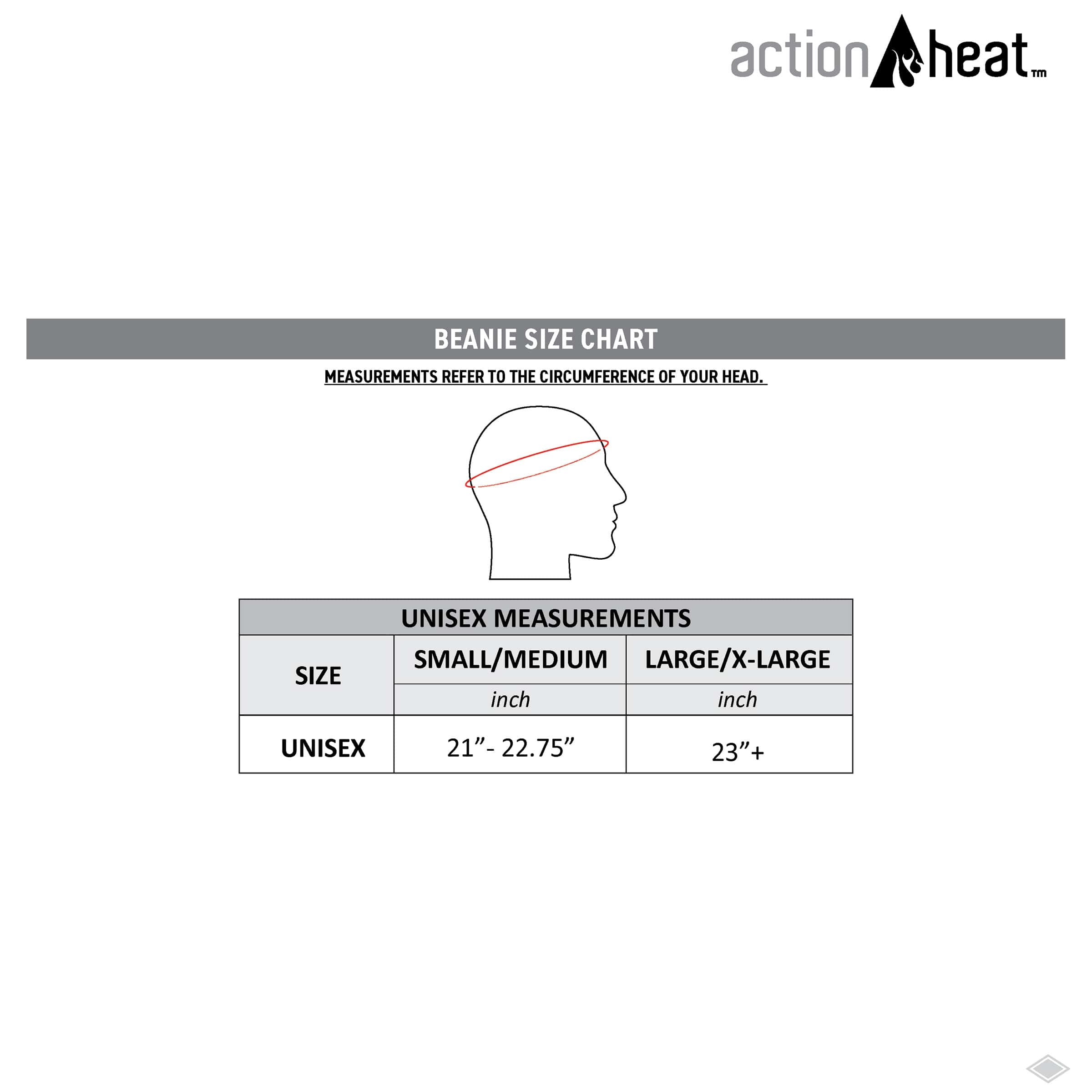Gorro calefactable de poliéster negro para adultos unisex tamaño grande/extra grande de ActionHeat