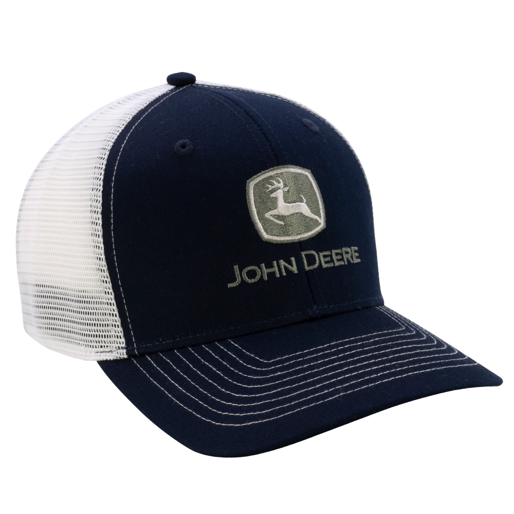 Gorra de béisbol de algodón/poliéster azul marino/blanco para hombre de John Deere 70/30 JDR-282GSA-1