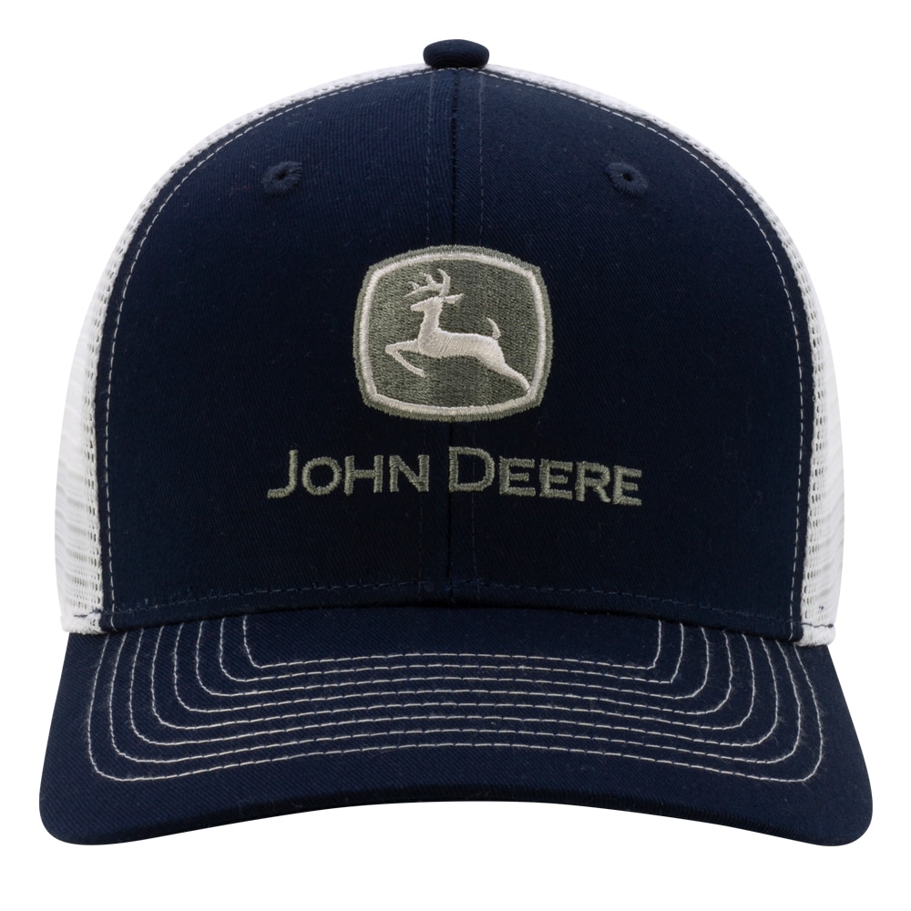 Gorra de béisbol de algodón/poliéster azul marino/blanco para hombre de John Deere 70/30 JDR-282GSA-1