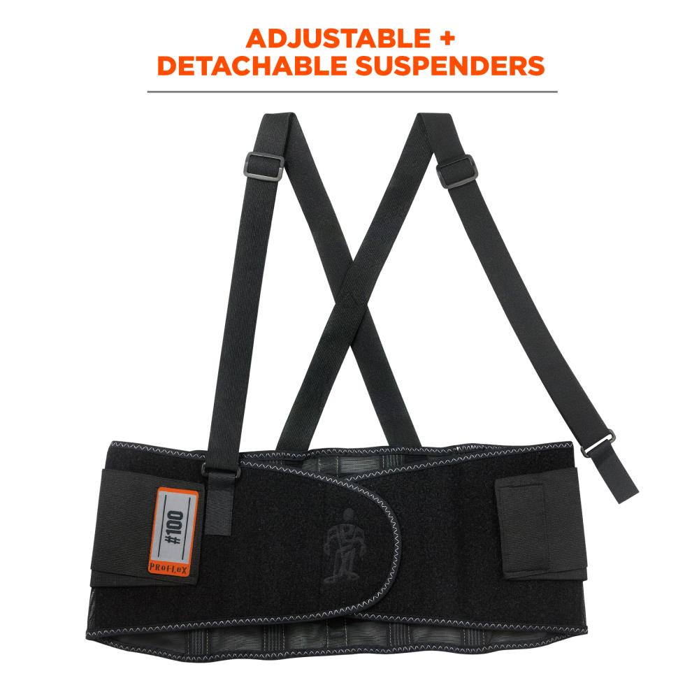 Faja de espalda de espandex negro unisex para adultos PROFLEX - Grande 11384