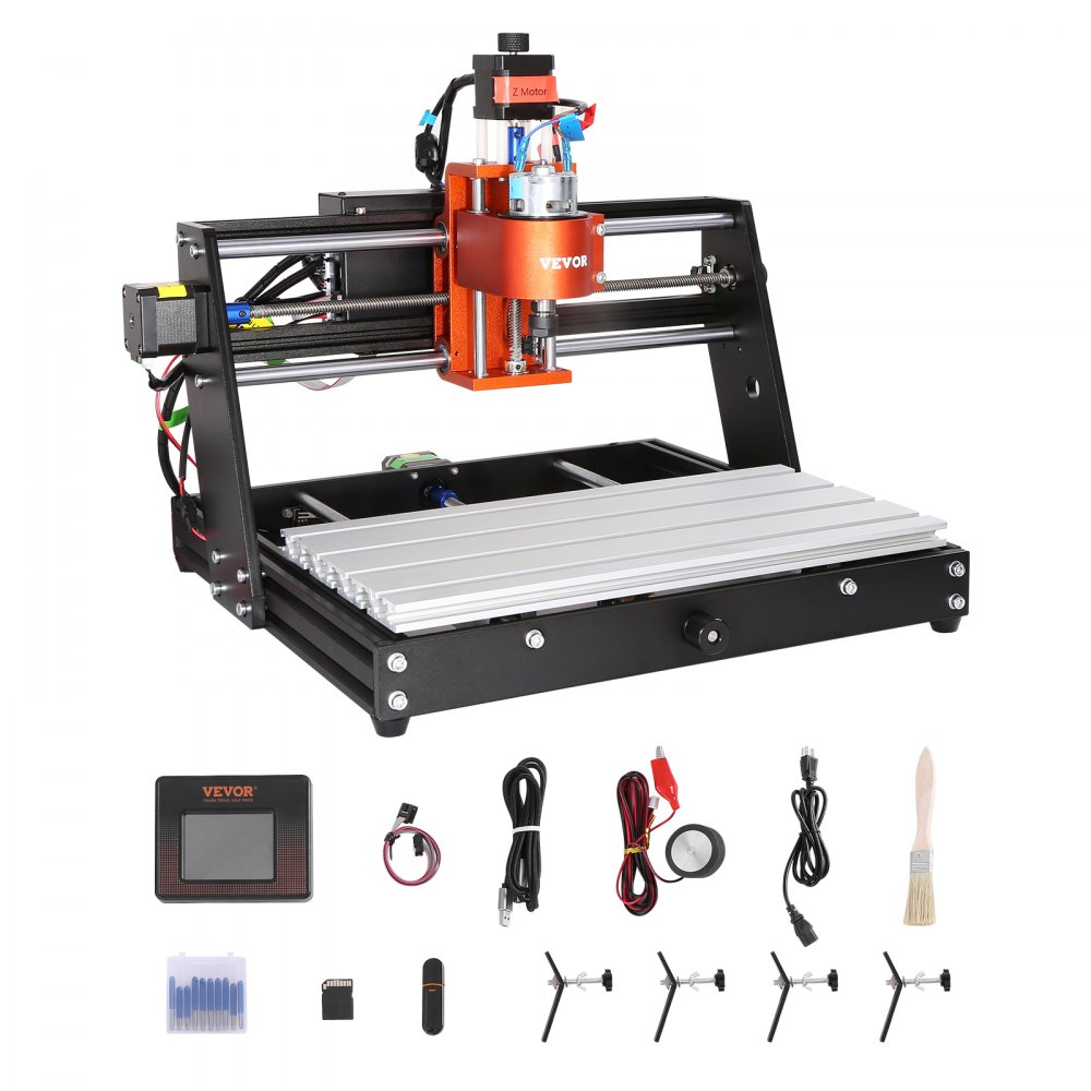 VEVOR CNC Router Machine, 60W, 3 Axis GRBL Control Wood Engraving Carving Milling Machine Kit, 300 x 200 x 60 mm/11.8 x 7.87 x 2.36 in Working Area 1200 RPM for Wood Acrylic MDF PVC Plastic Foam Vinyl - SKDKJ3020CMURZ4TWV1