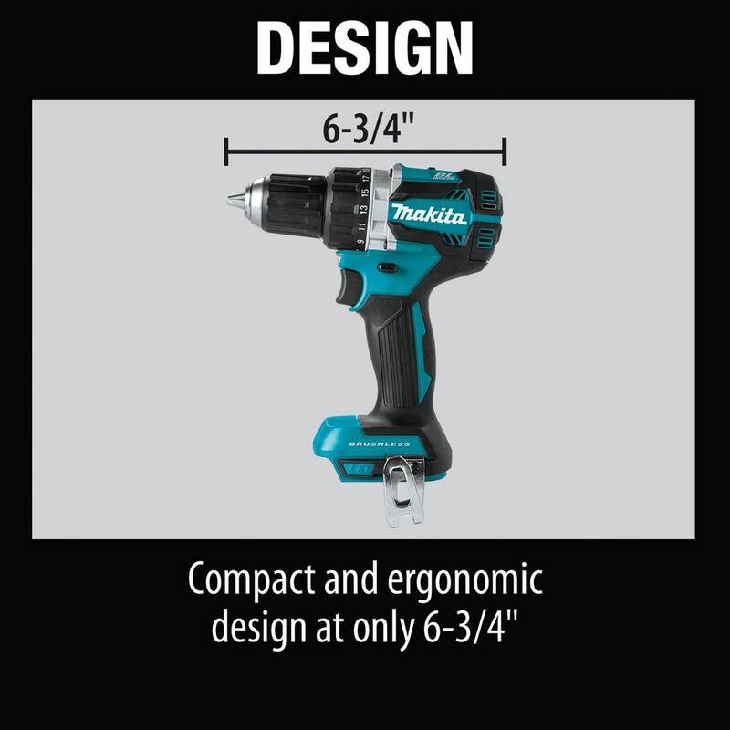 Makita 18V LXT Taladro Inalámbrico de iones de litio sin escobillas de 1/2 pulgadas (Herramienta solamente) - XFD12Z