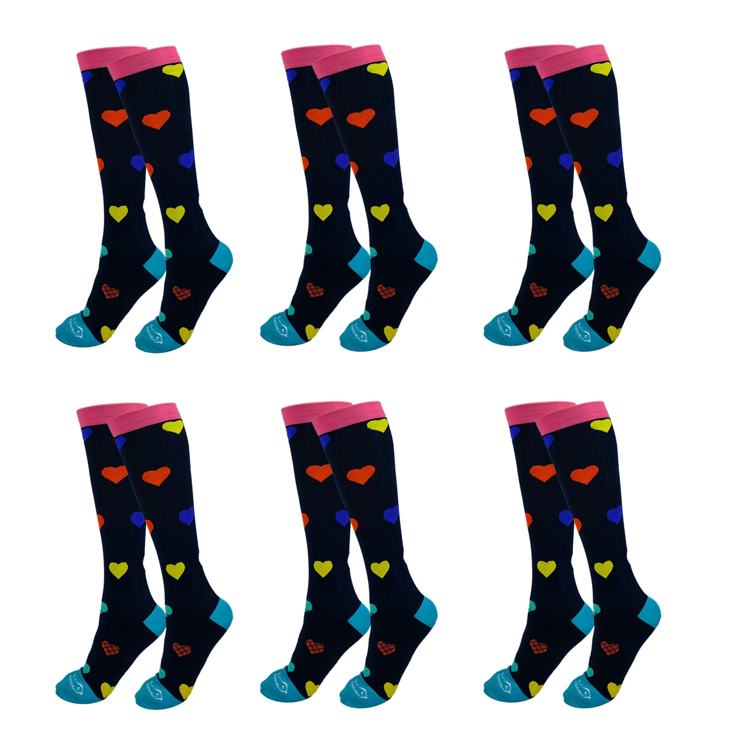 Calcetines de nylon a la pantorrilla unisex para jóvenes, talla única, pack de 6
