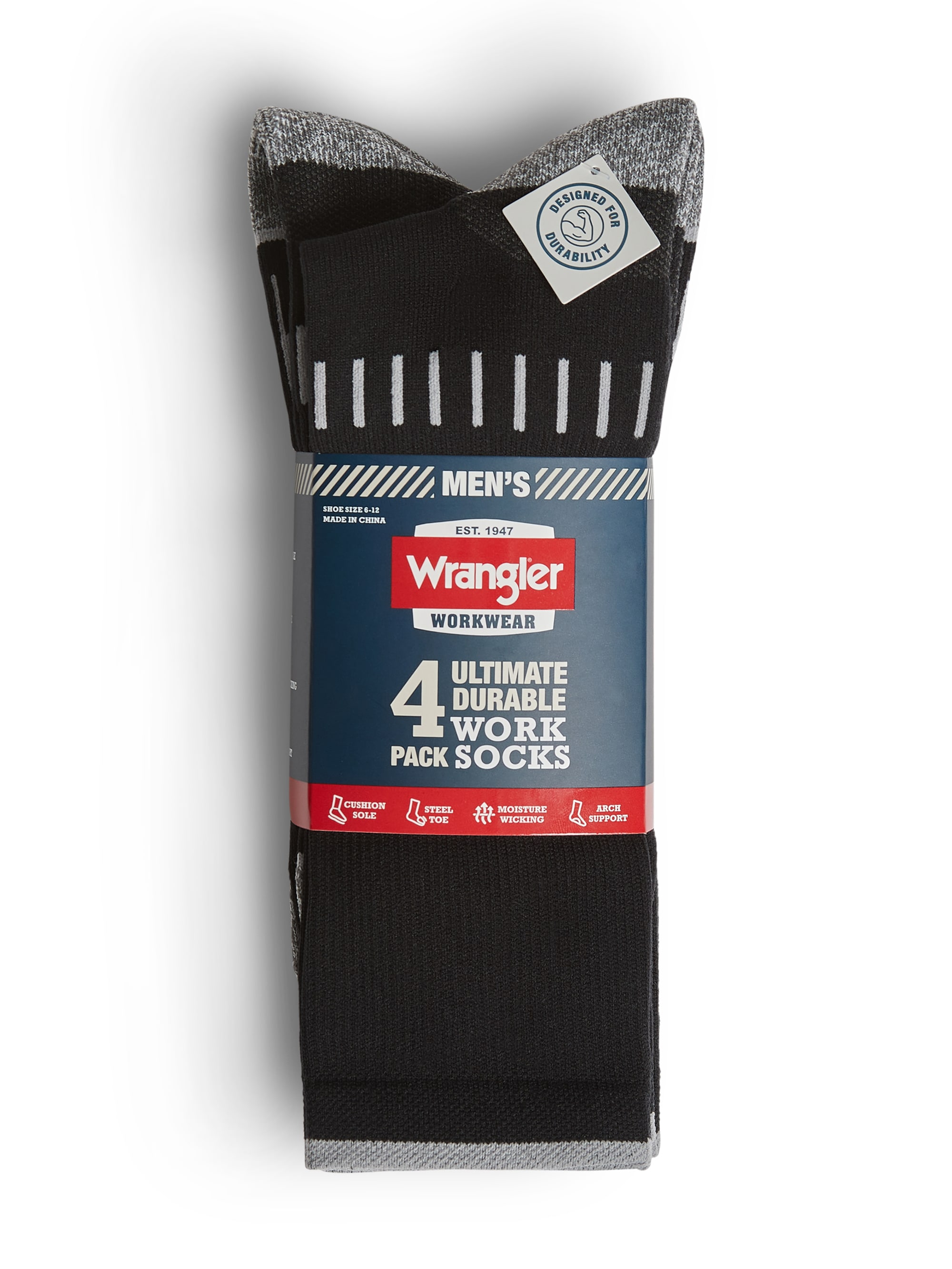 Calcetines de tripulación de nailon para hombres de Wrangler, paquete de 4 pares de tamaño mediano