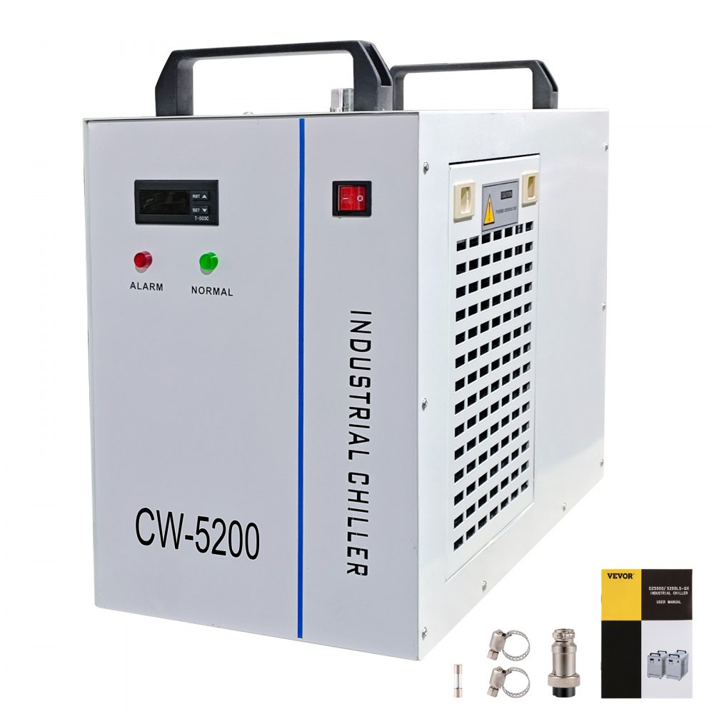 VEVOR Industrial Water Chiller CW5200DG, 8.5L 1400W 0.93HP Water Cooler Cools 5200 BTU/Hour Thermolysis Water Chiller for CO2 130 to 150W Laser Engraving & Cutting Machines - CW5200DGLSJ000001V1