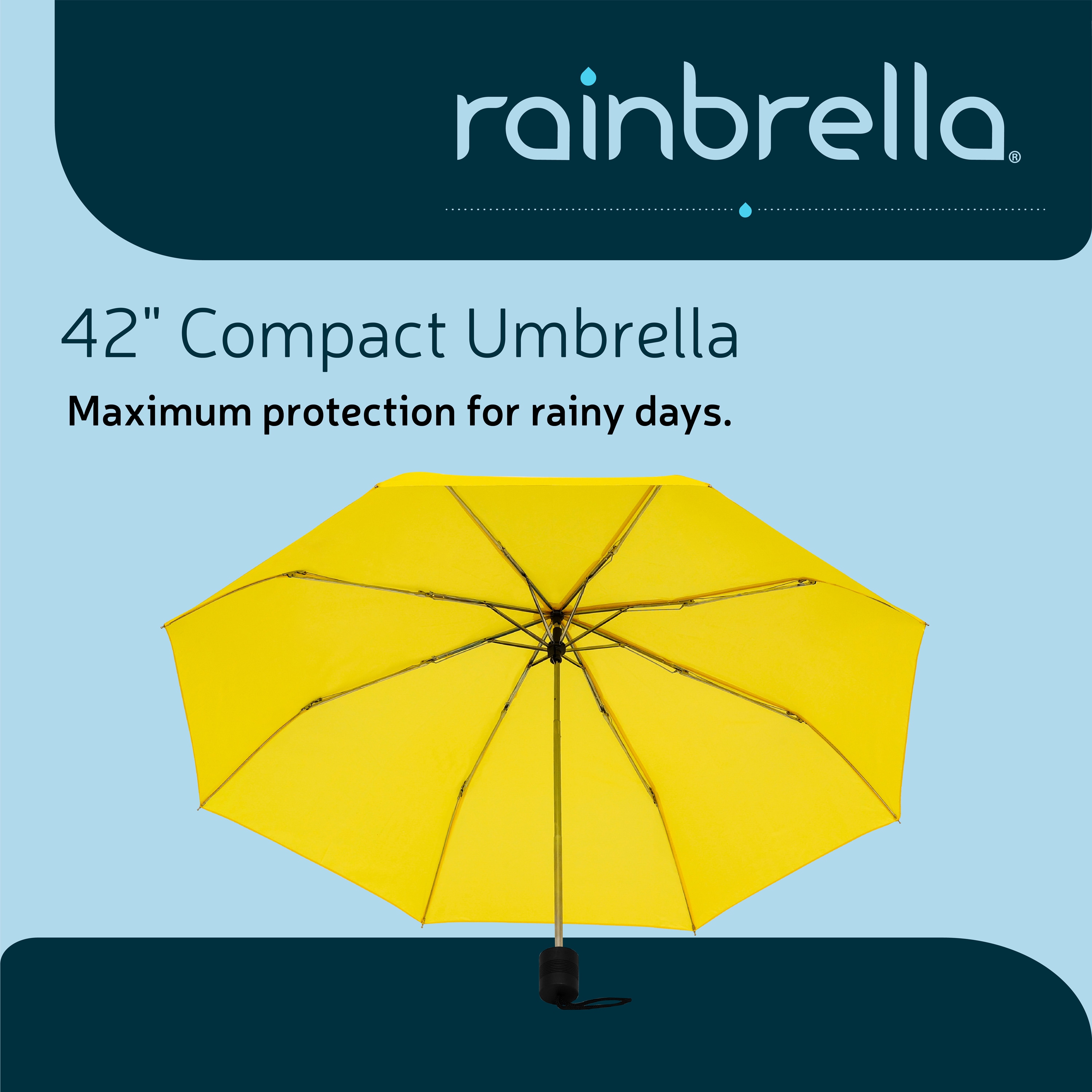 Paraguas compacto amarillo Rainbrella de 42 pulgadas