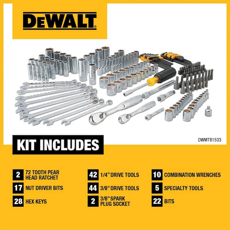 Set de herramientas mecánicas DEWALT (172 piezas) - DWMT81533