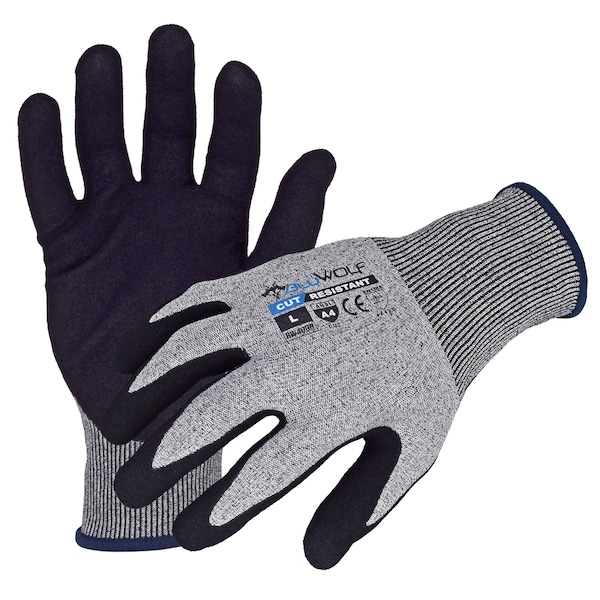 Guantes de trabajo resistentes al corte Azusa Safety, Nivel de corte A4, Gris/Negro, L-9 - BW4080