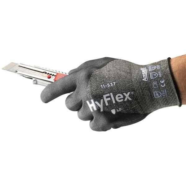Guantes recubiertos resistentes a cortes Ansell, Nivel de corte A2, calibre 18, color gris, M (8) - 11-537.