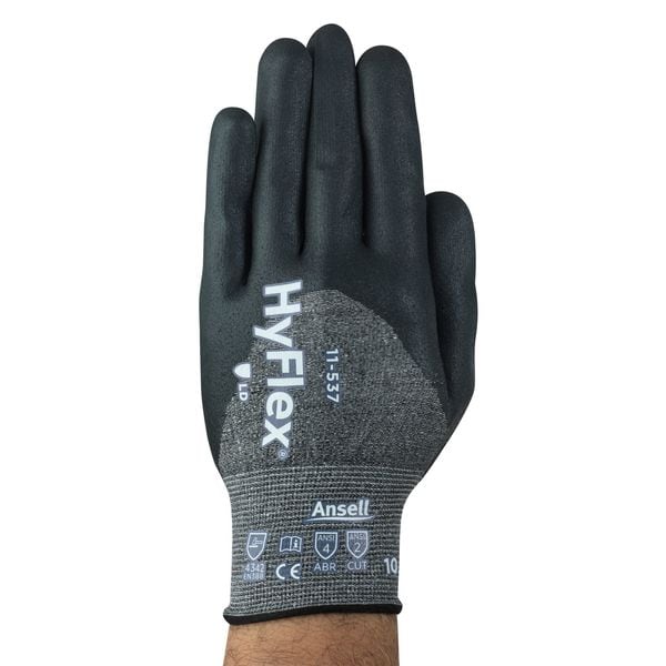 Guantes recubiertos resistentes a cortes Ansell, Nivel de corte A2, calibre 18, color gris, M (8) - 11-537.