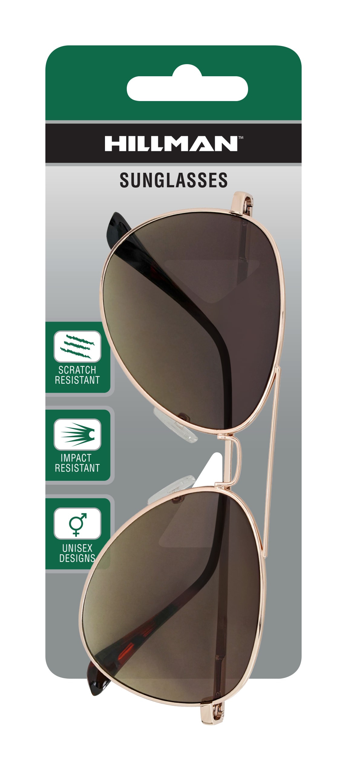 Lentes de sol unisex para adultos en acero dorado Hillman 1HE85901