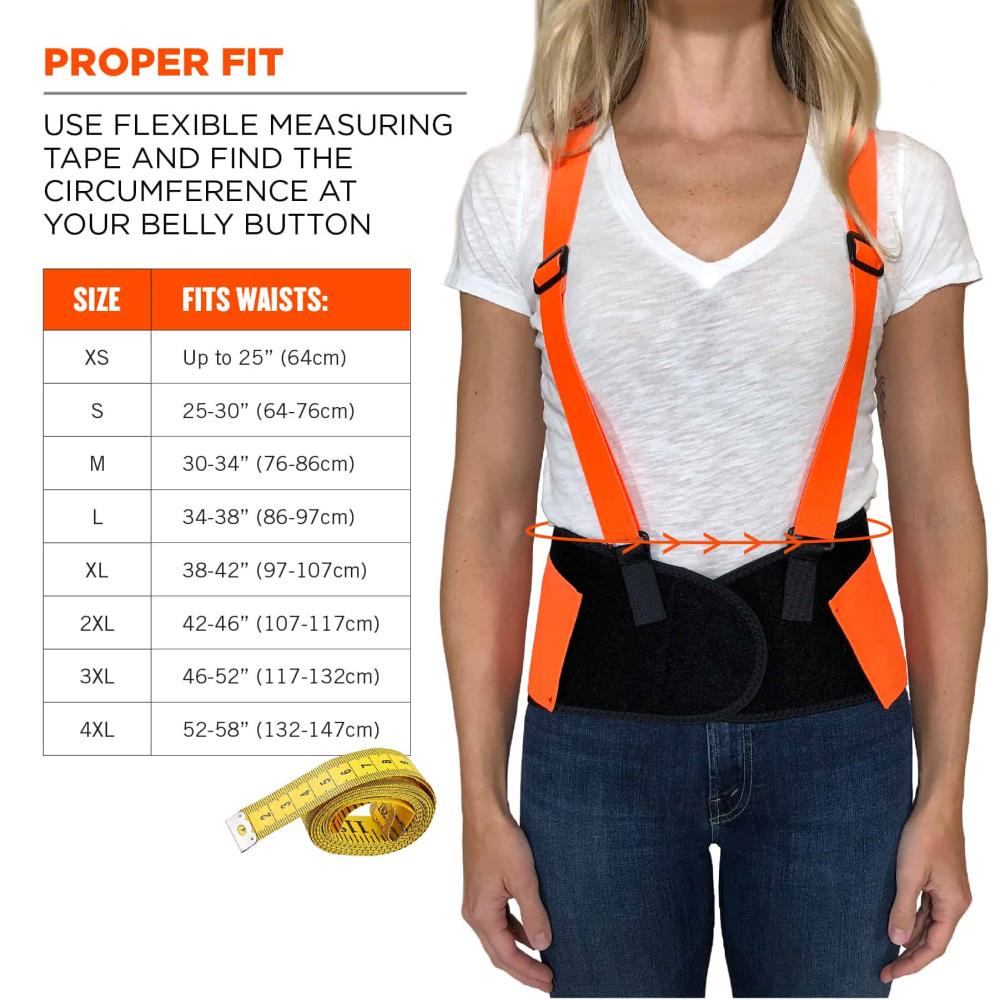 Soporte de espalda de spandex color naranja para adulto unisex de Ergodyne - Talla extragrande 11885