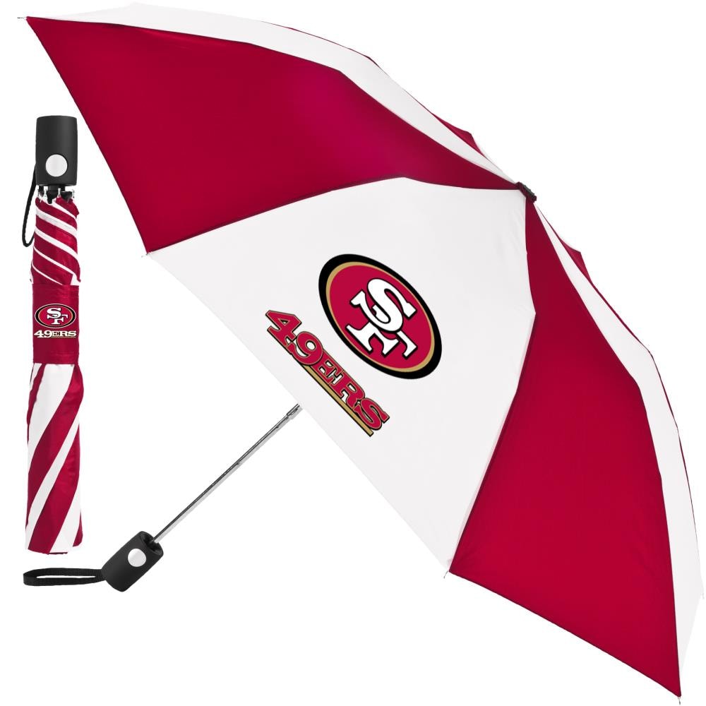 Paraguas plegable automático compacto de 19 pulgadas San Francisco 49ers rojo y blanco de la NFL