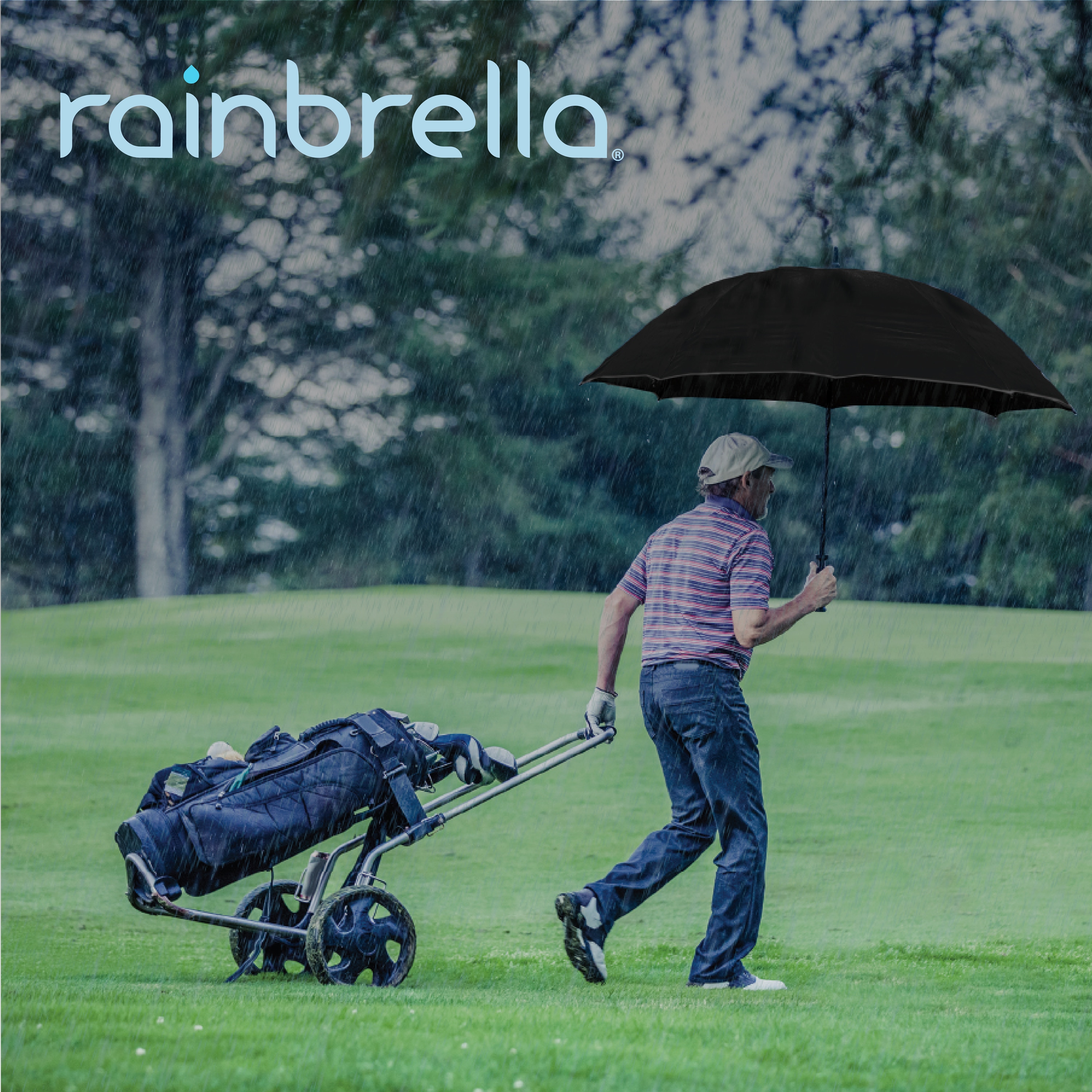 Paraguas de golf de 60 pulgadas con diseño de atardecer en el desierto en naranja y azul "rainbrella" Paraguas 48331RB