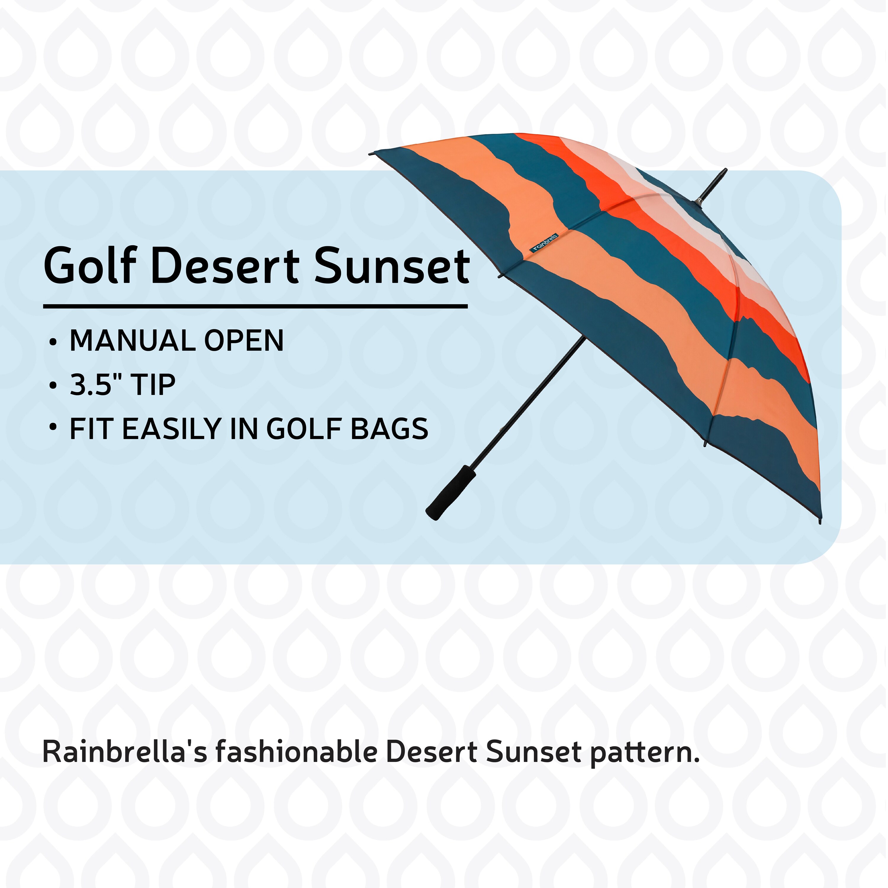Paraguas de golf de 60 pulgadas con diseño de atardecer en el desierto en naranja y azul "rainbrella" Paraguas 48331RB