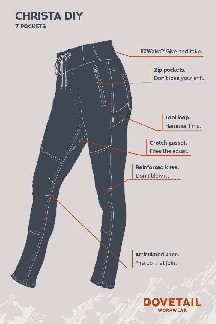 Pantalones de Trabajo Negros para Mujer de Dovetail Workwear (Talla 6/8 x 31)