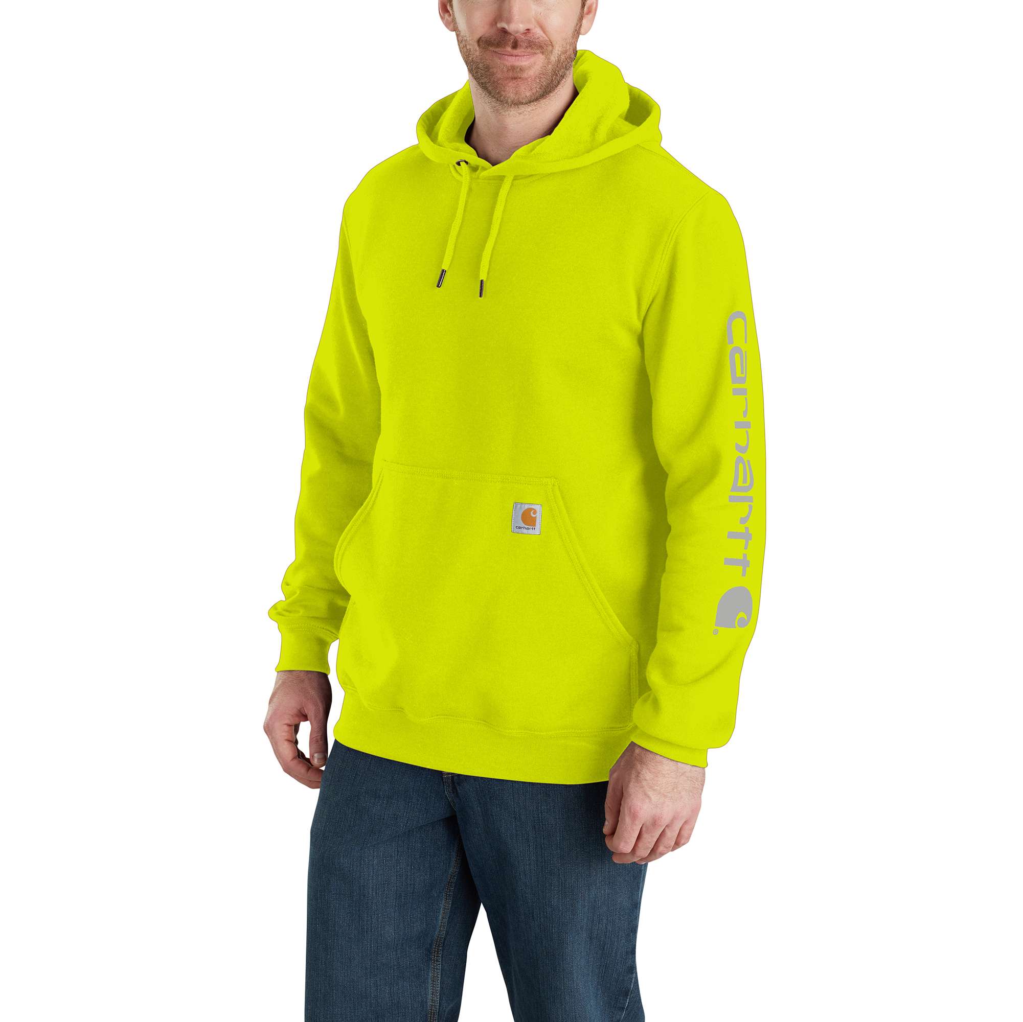 Sudadera de manga larga Carhartt para hombre en verde con tela polar (talla grande)