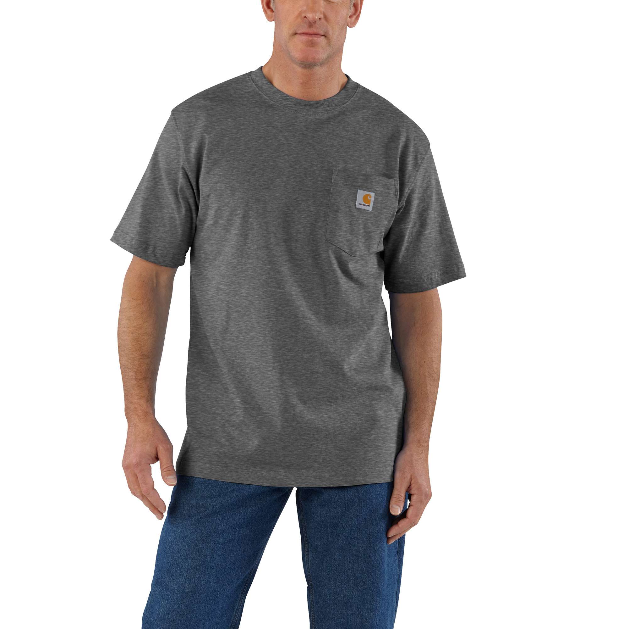 Playera básica de algodón gris de manga corta para hombre de Carhartt (Talla Grande)