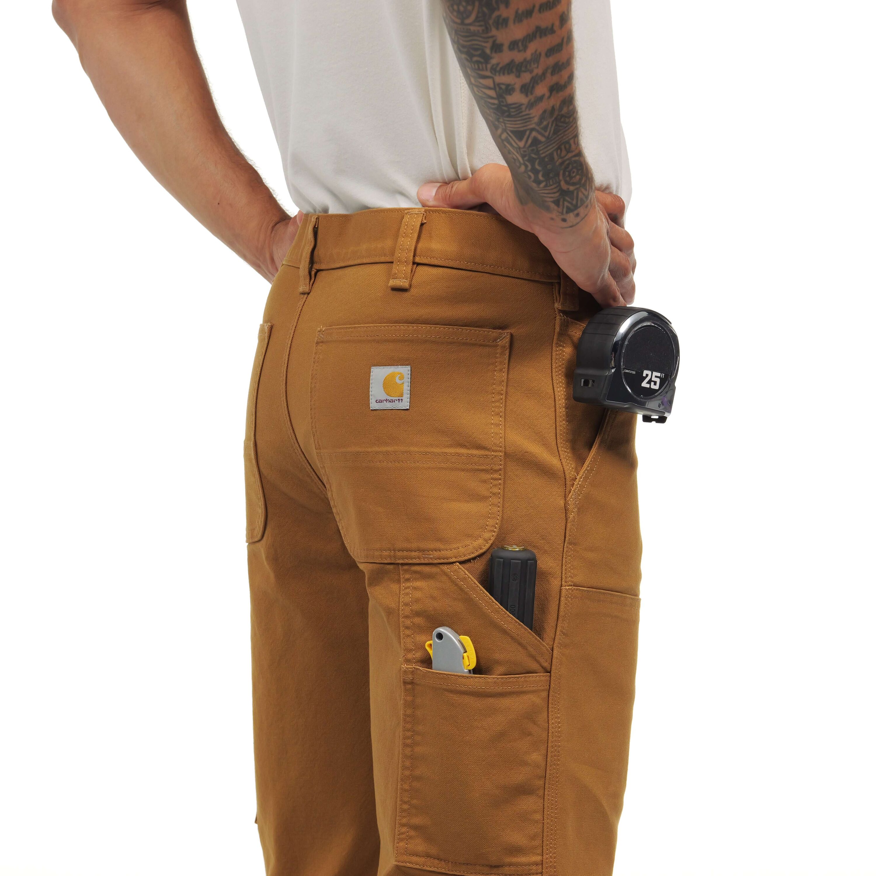 Pantalones de trabajo de lona color café Carhartt para hombre, corte relajado (36 x 32) 103334-211W36L32