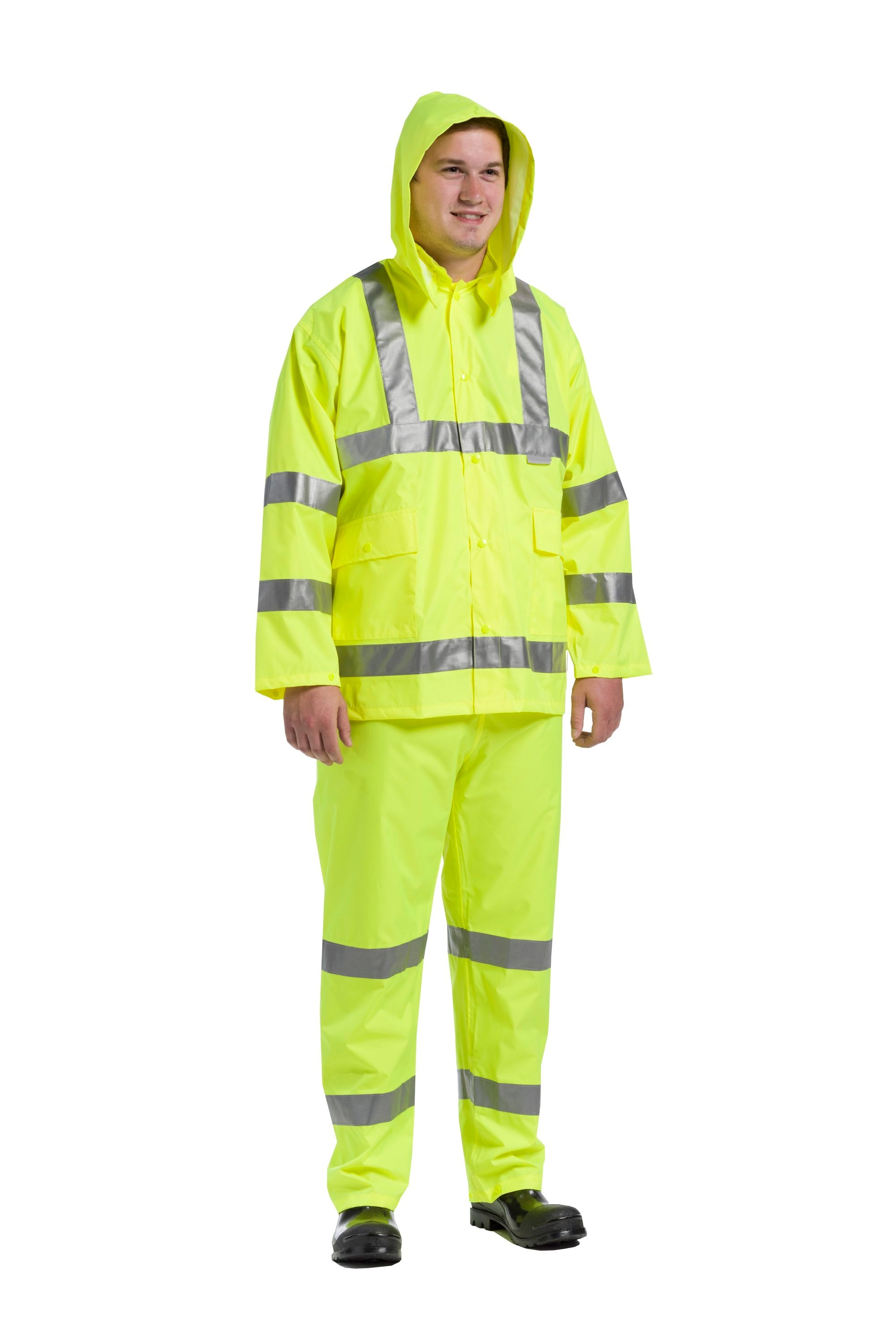 Conjunto impermeable amarillo de 3 piezas para hombre talla grande de seguridad SW44033-L