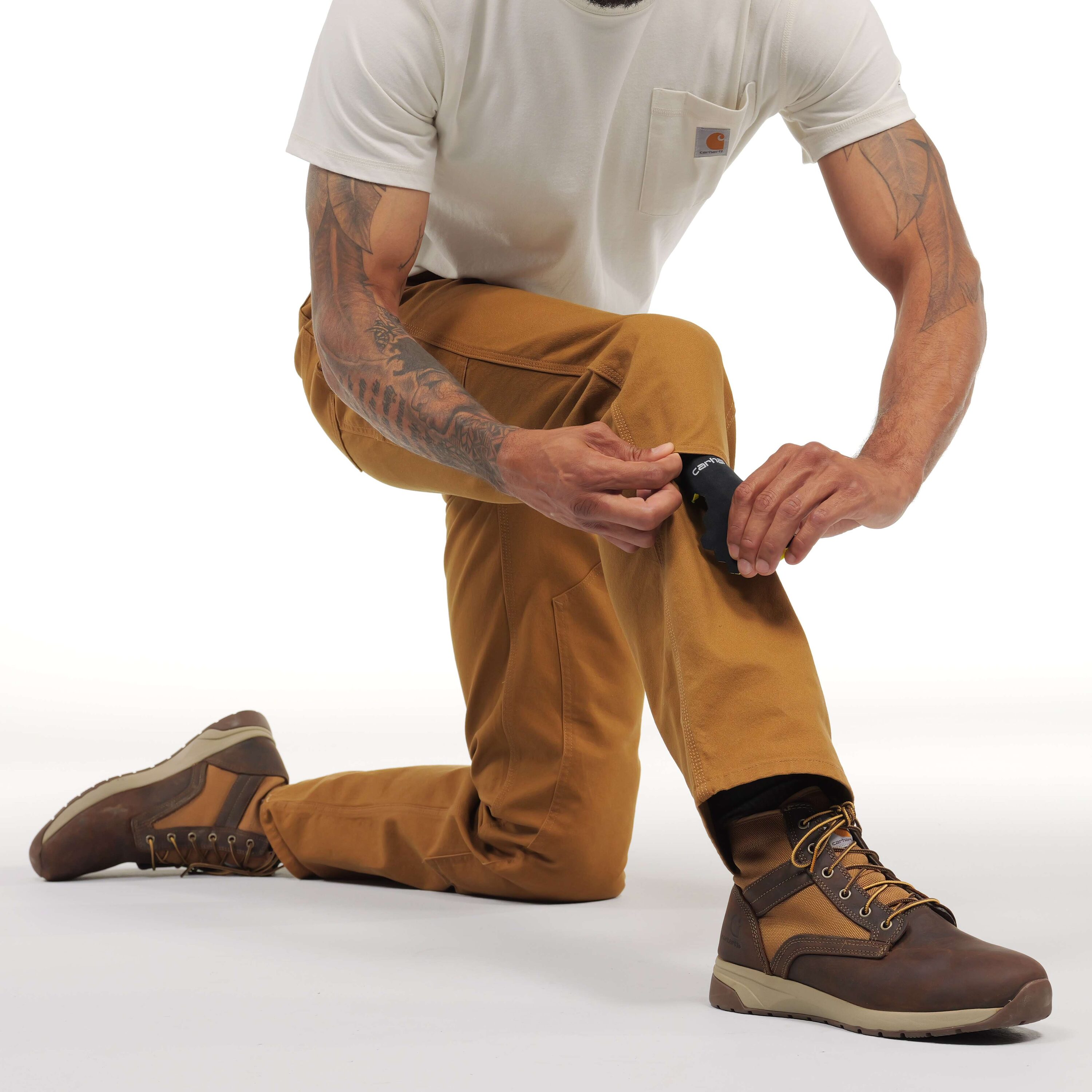 Pantalones de trabajo marrón Carhartt para hombre, corte relajado (33 x 34)