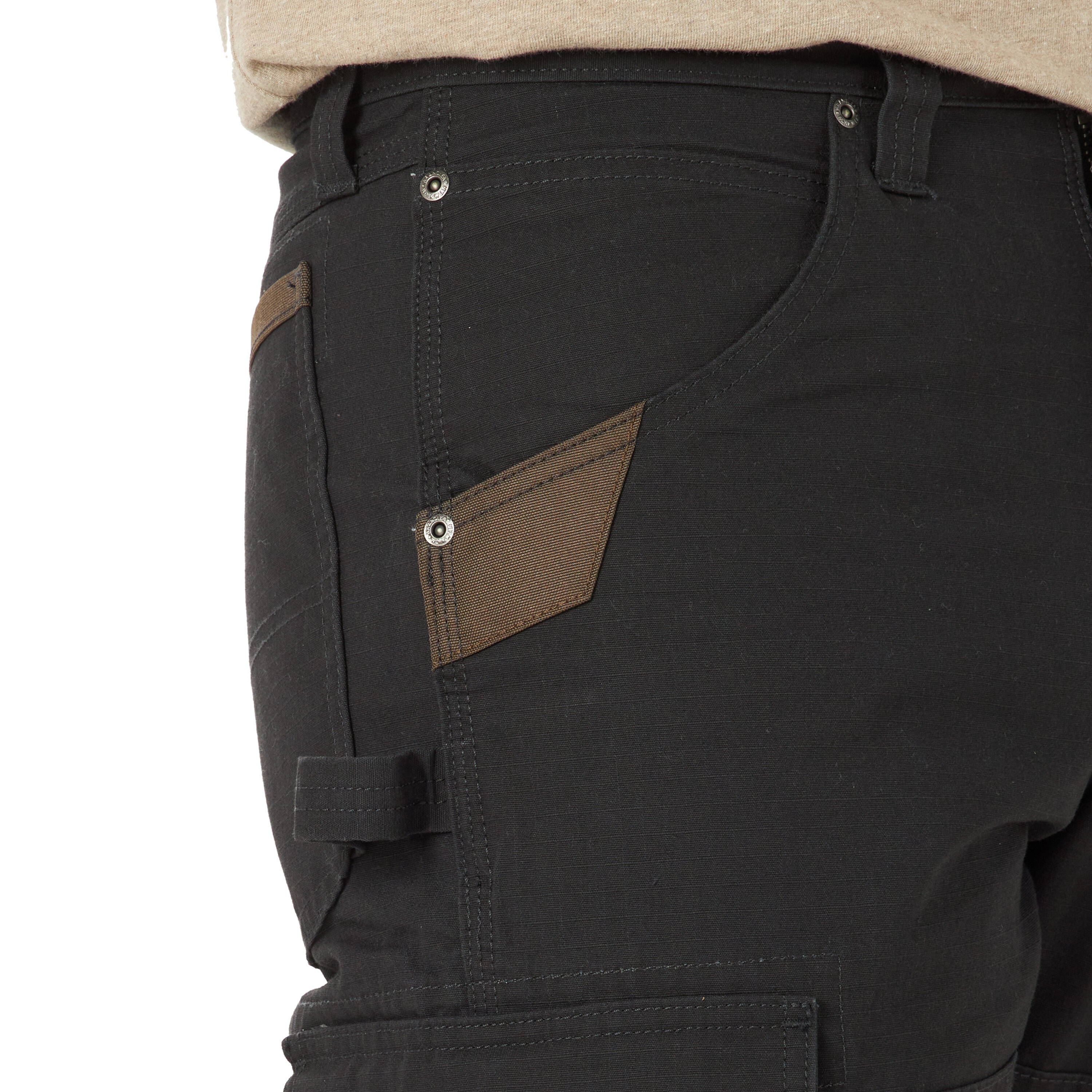 Pantalones de trabajo negros de algodón texturizado para hombre Wrangler de ajuste holgado (34 x 30)