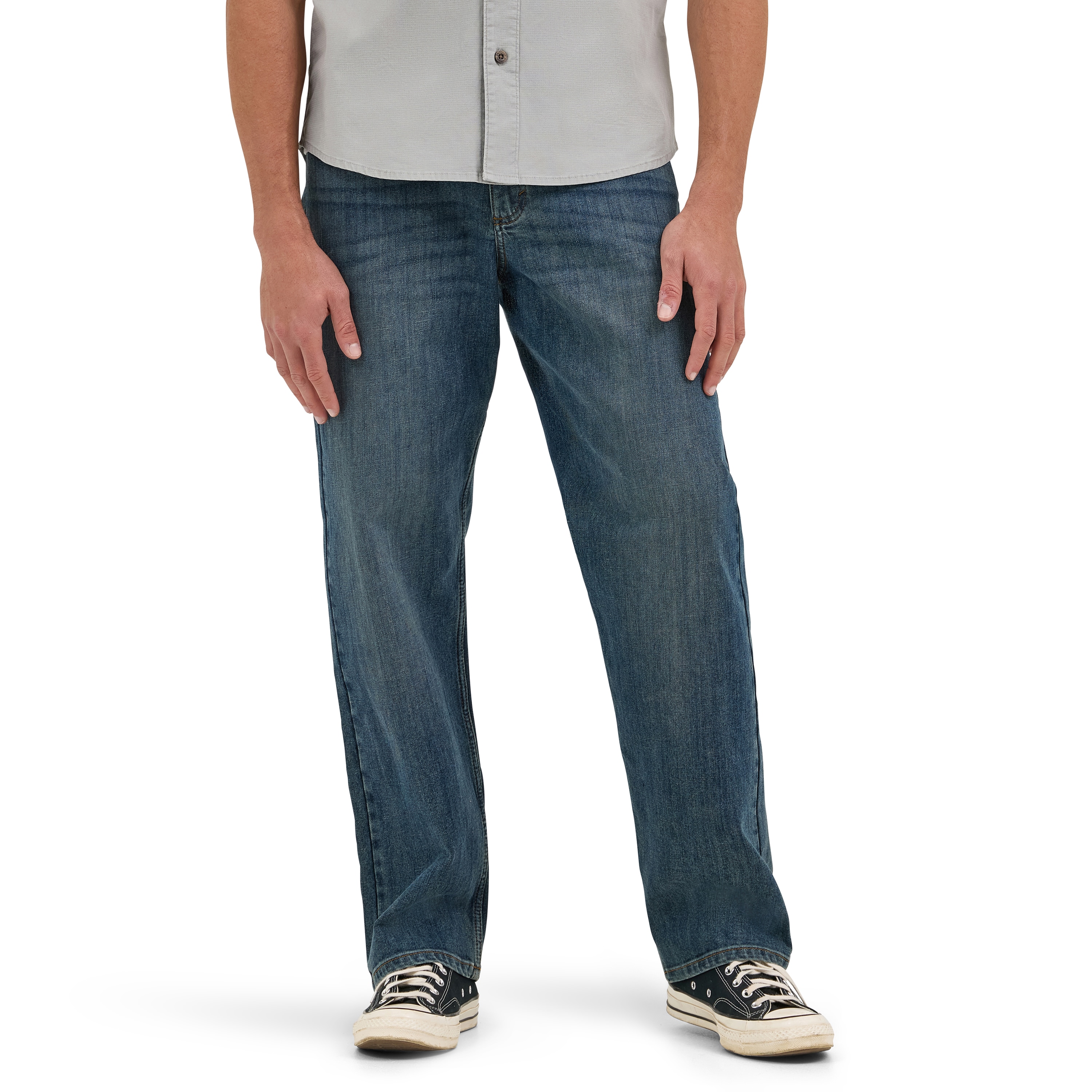 Pantalones de trabajo de mezclilla marina para hombre, corte relajado Wrangler (32 x 30) 10MGW15MA