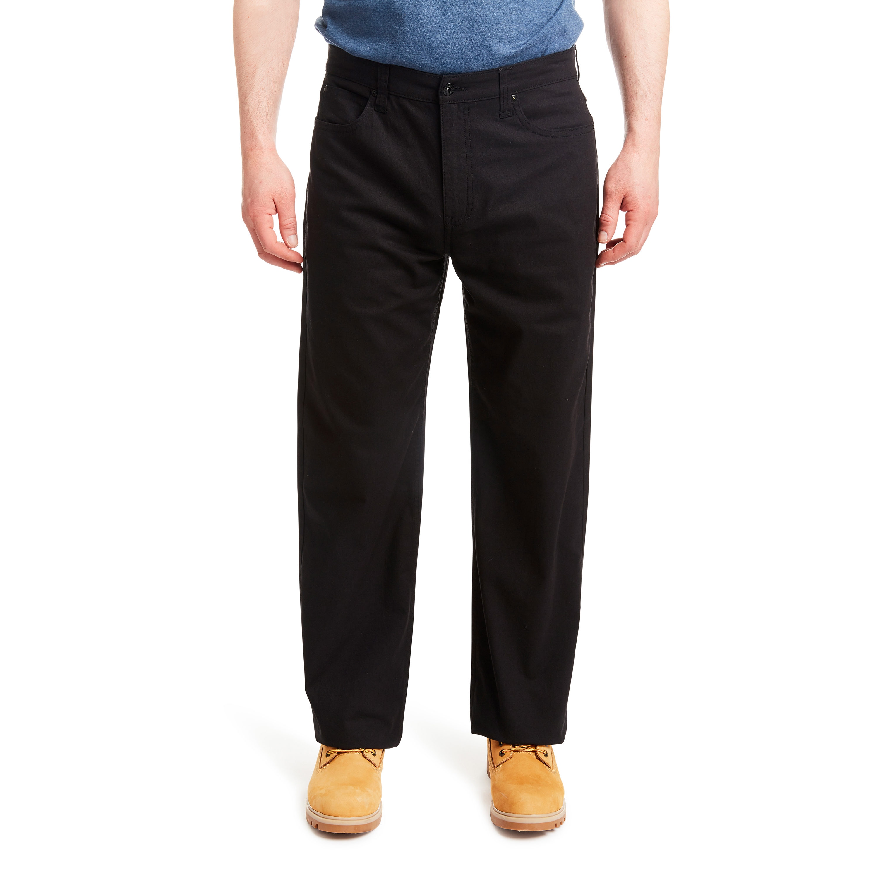 Pantalones de trabajo de lona negra para hombre de Smith's Workwear con ajuste relajado (36 x 30)
