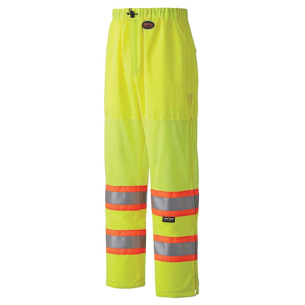 Pantalones de Trabajo Amarillo/Verde de Alta Visibilidad para Adultos, Corte Regular y Unisex (Grande)