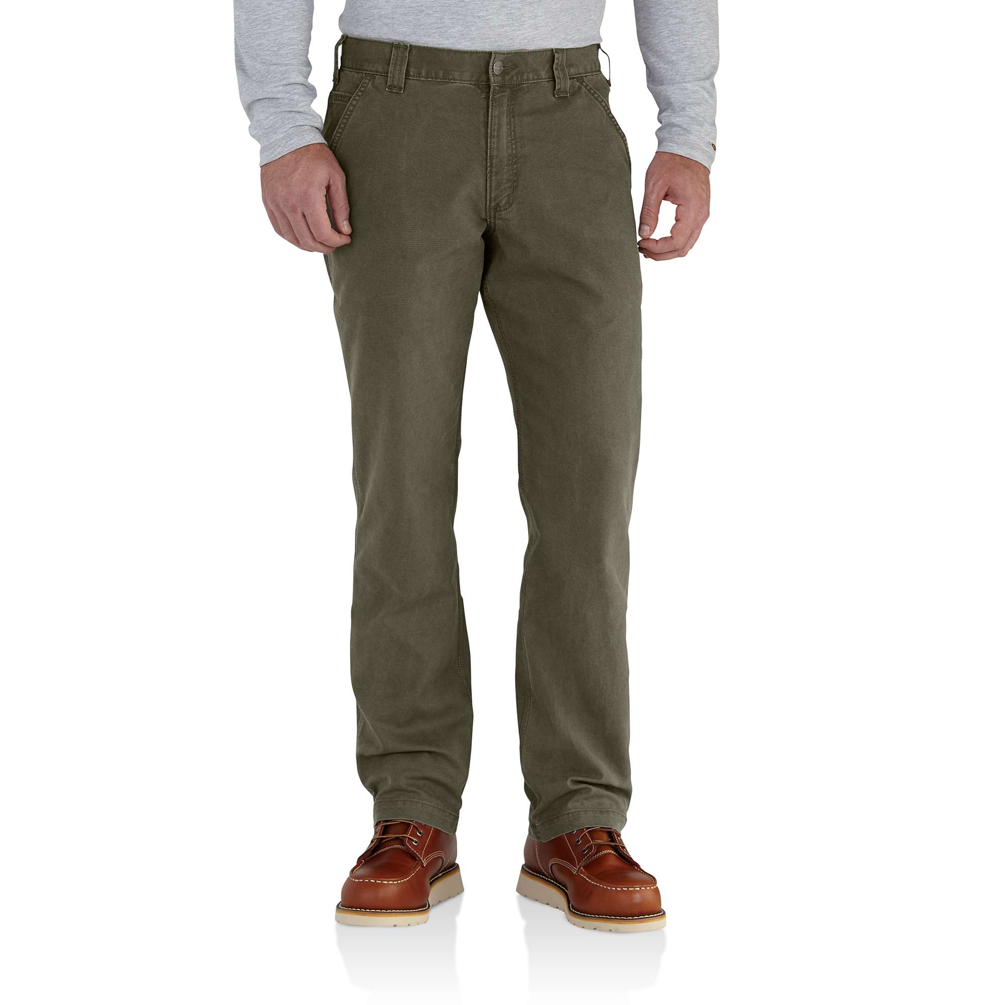 Pantalones de trabajo de lienzo color musgo para hombre Carhartt de corte holgado (32 x 30) 102291-MOSW32L30
