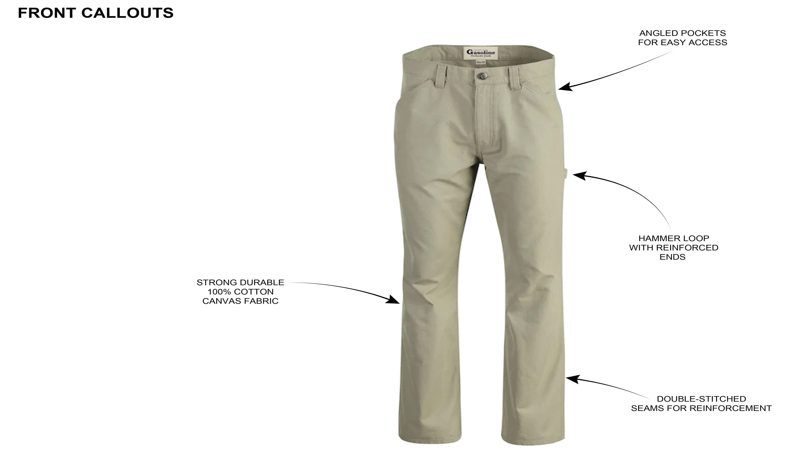 Pantalones de trabajo de lona verde para hombre de talla grande (34 x 30) con estilo fatiga de gasolina