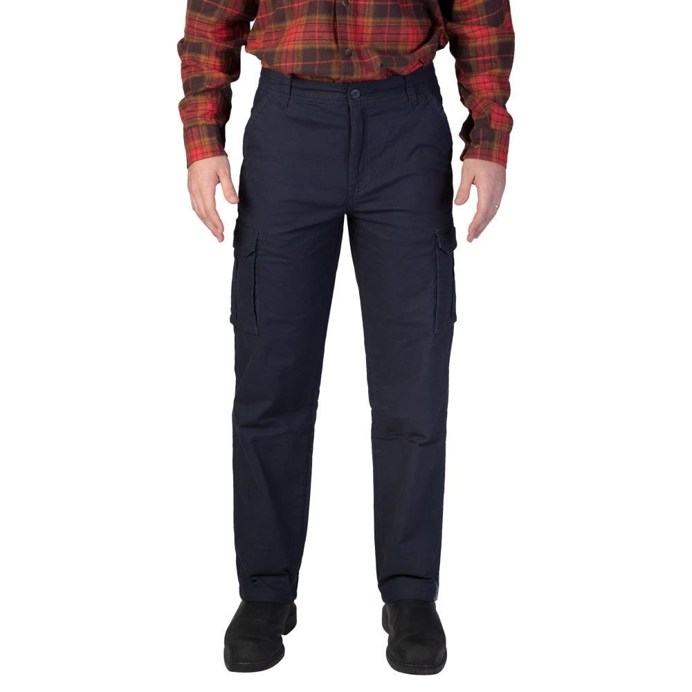 Pantalones de trabajo de lona azul marino para hombres de Smith's Workwear con corte holgado y múltiples bolsillos (talla 40 x 30)