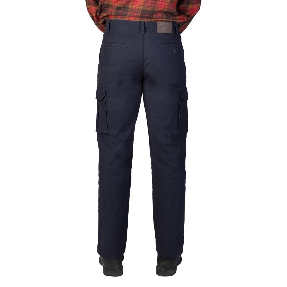 Pantalones de trabajo de lona azul marino para hombres de Smith's Workwear con corte holgado y múltiples bolsillos (talla 40 x 30)