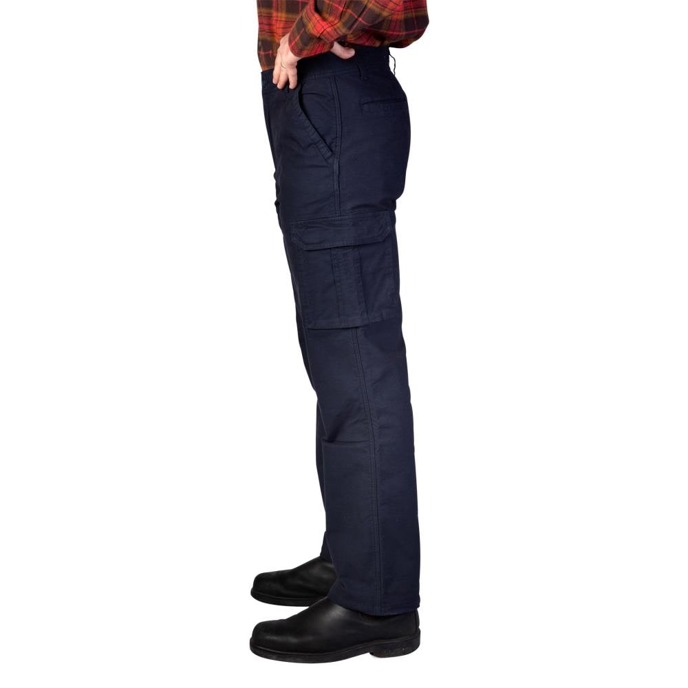 Pantalones de trabajo de lona azul marino para hombres de Smith's Workwear con corte holgado y múltiples bolsillos (talla 40 x 30)