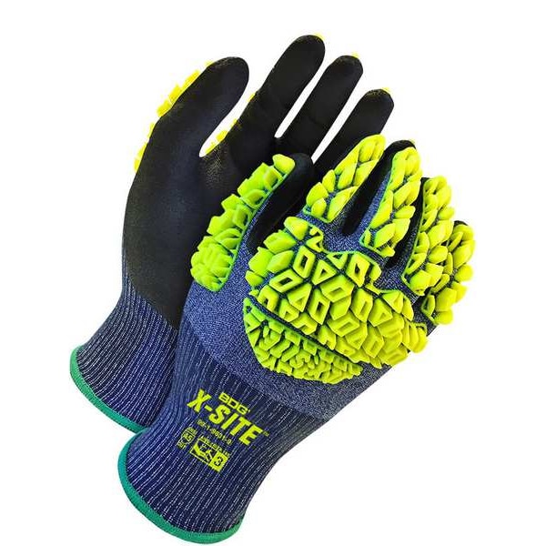 Guantes recubiertos Bdg, Nivel de corte A5, calibre 18, negro/azul/amarillo, S - 99-1-9631-7
