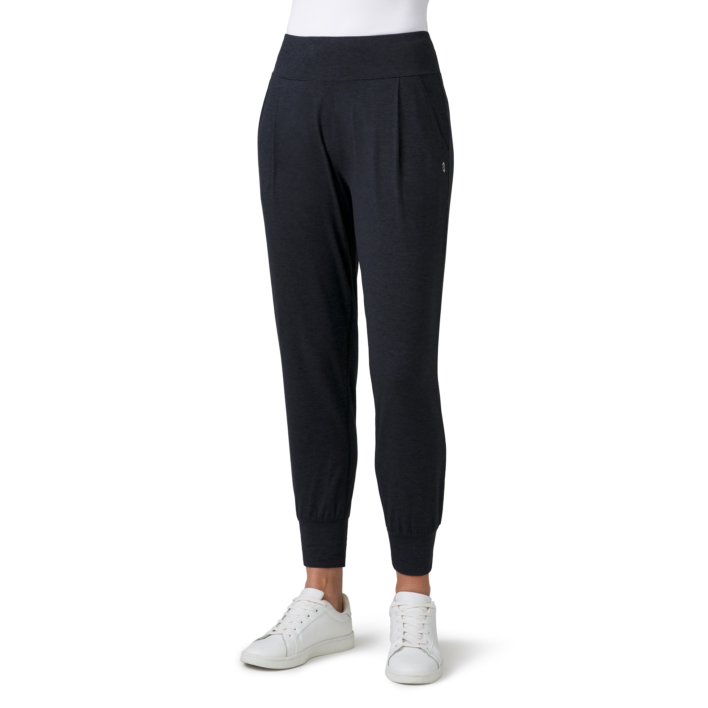 Pantalones de trabajo de punto negro doble con ajuste cónico para mujer de Free Country (talla extra grande)