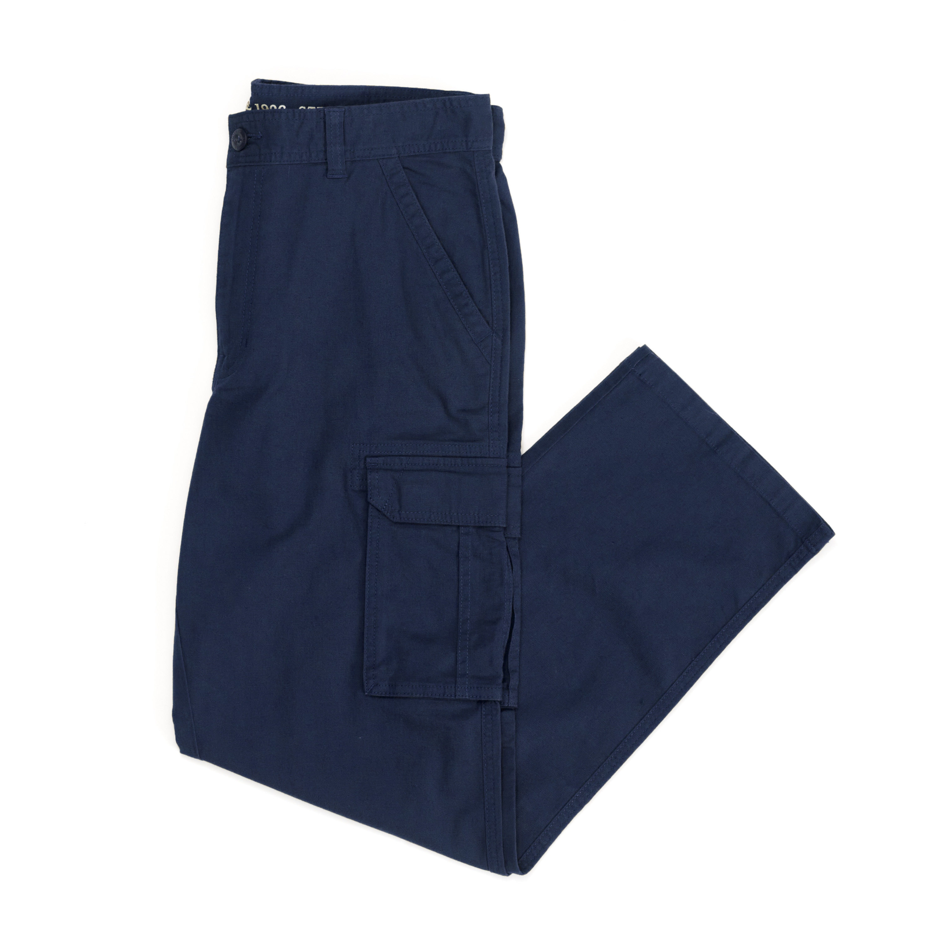 Pantalones de Trabajo para Hombre con Ajuste Relajado en Lona Azul Marino Oscuro con Bolsillos tipo Cargo (38 x 32)