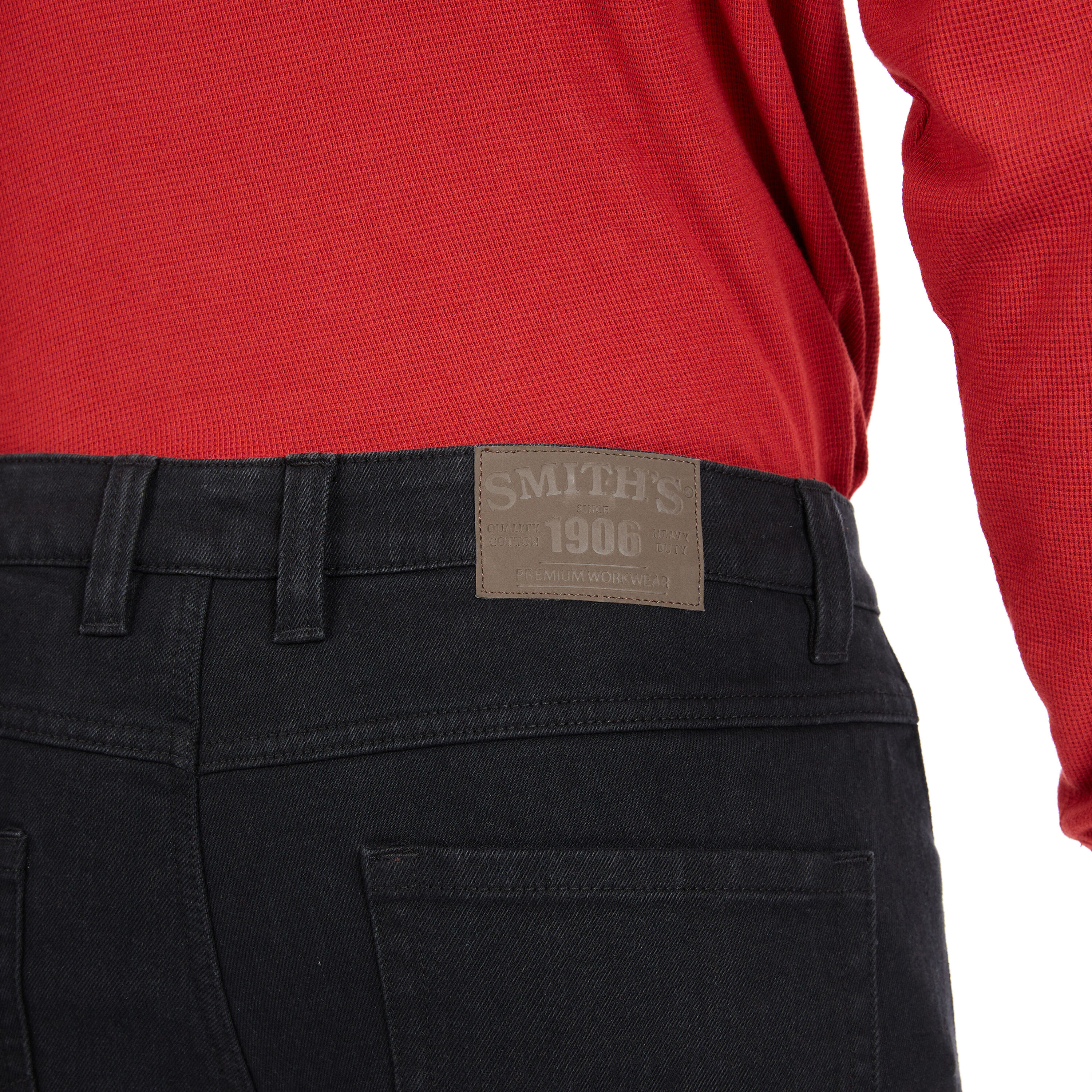 Pantalones de trabajo de mezclilla negra para hombre Smith's Workwear de corte relajado (40 x 30)