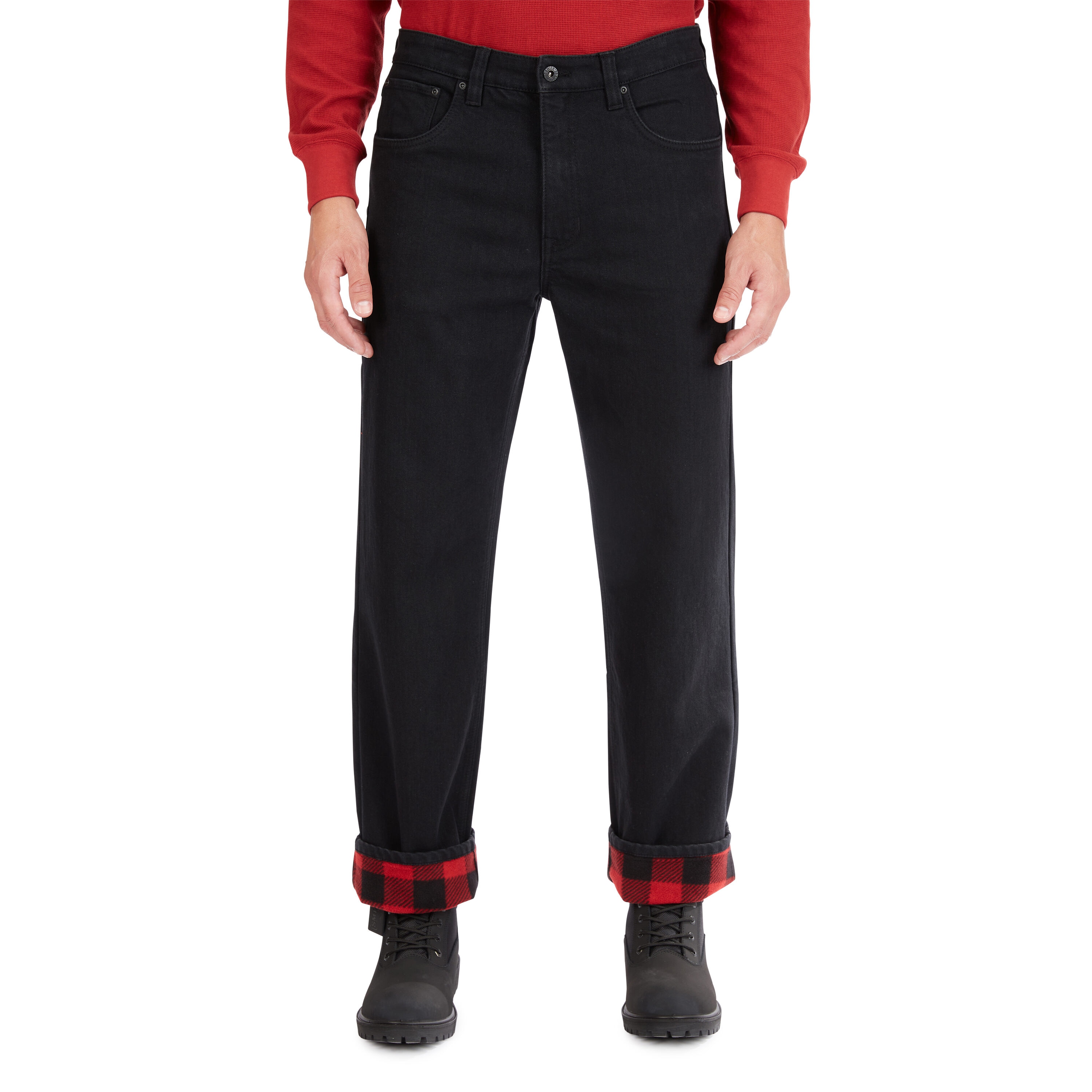 Pantalones de trabajo de mezclilla negra para hombre Smith's Workwear de corte relajado (40 x 30)