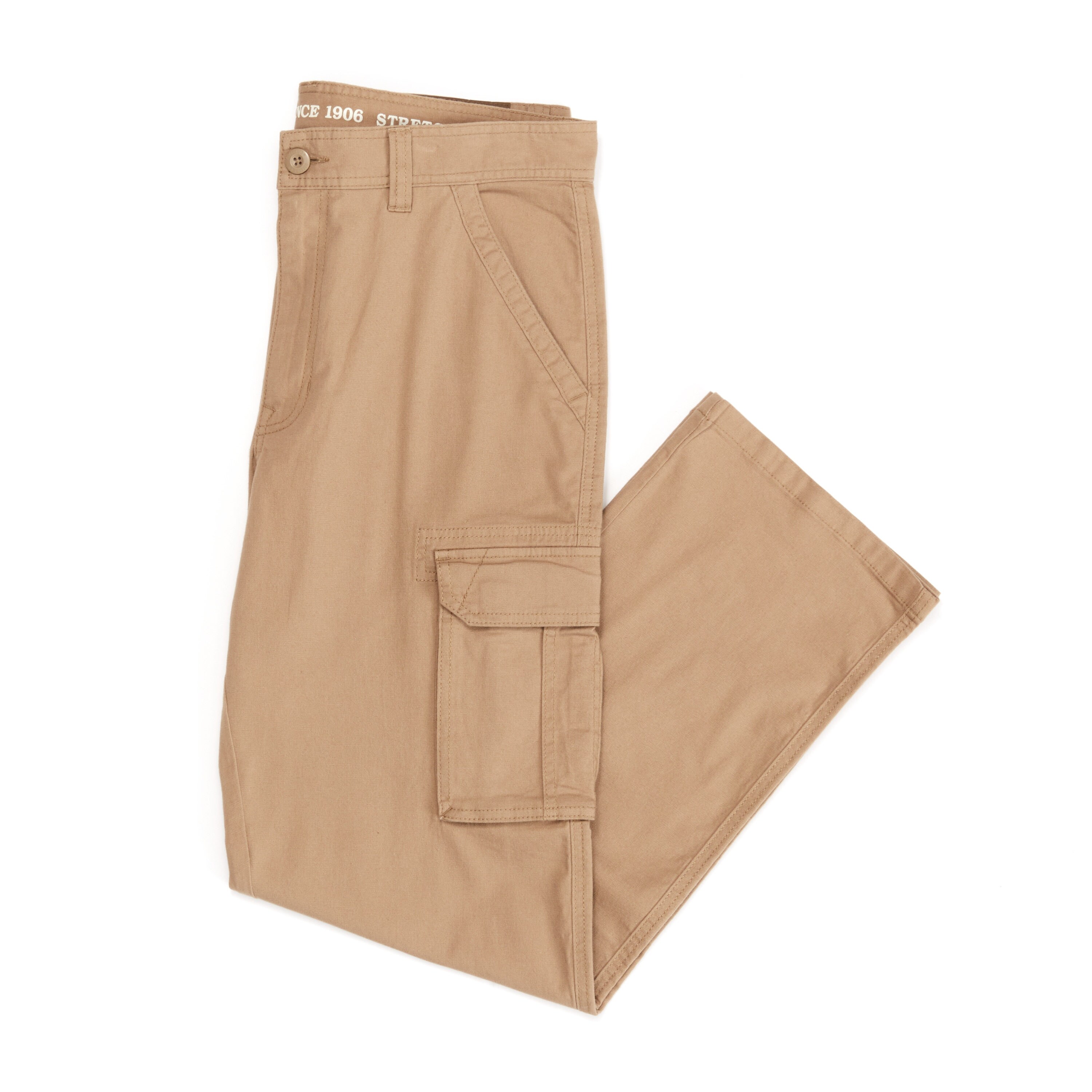 Pantalones de trabajo cargo de lona caqui de ajuste relajado para hombre de Smith's Workwear (32 x 30)