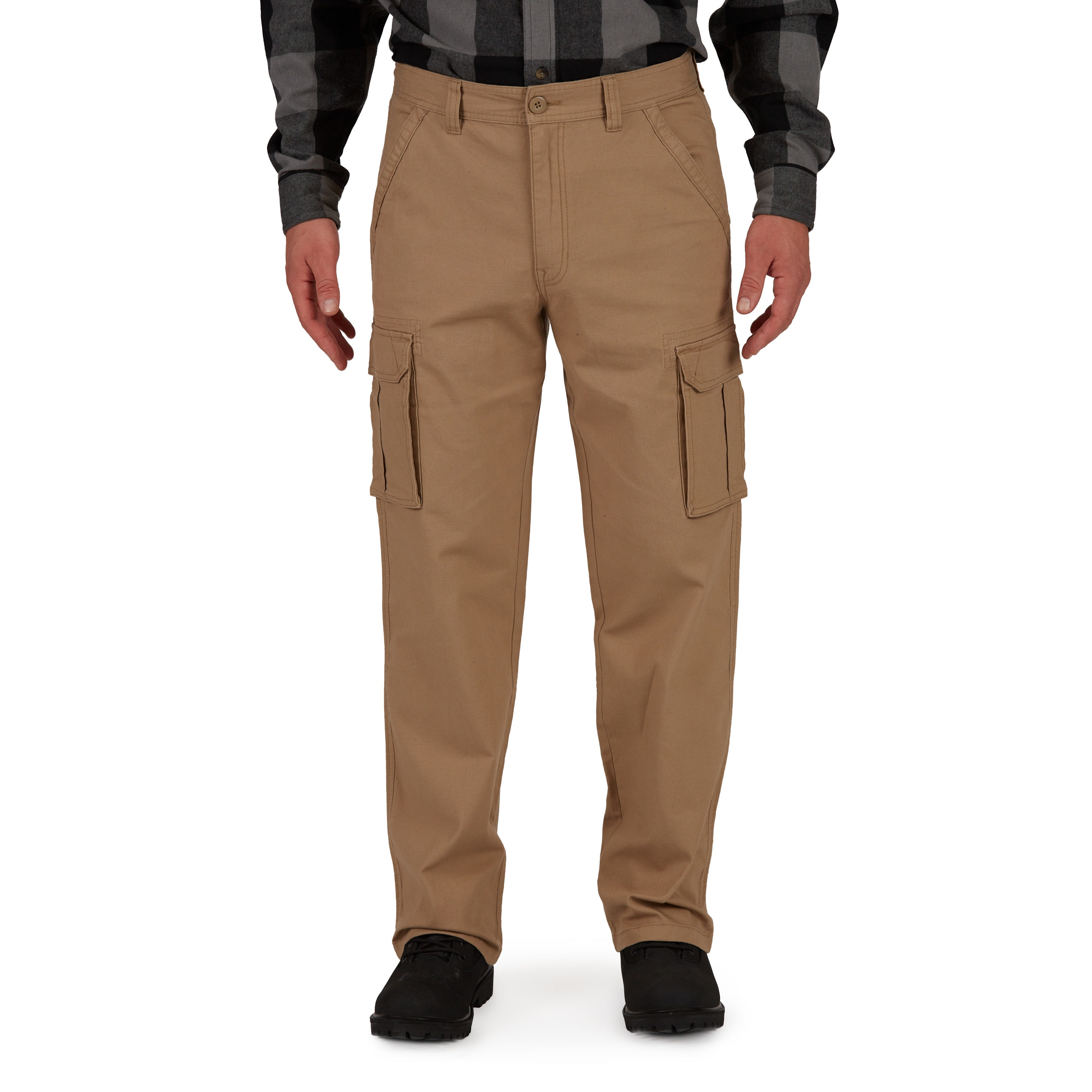 Pantalones de trabajo cargo de lona caqui de ajuste relajado para hombre de Smith's Workwear (32 x 30)